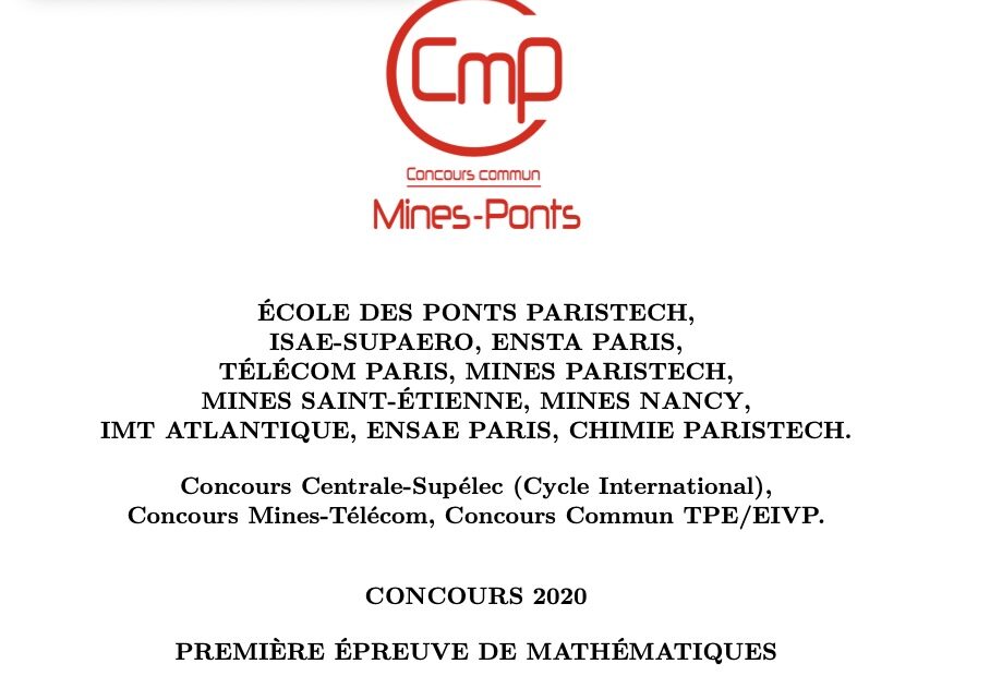 Énoncé Mines Maths 1 MP 2020