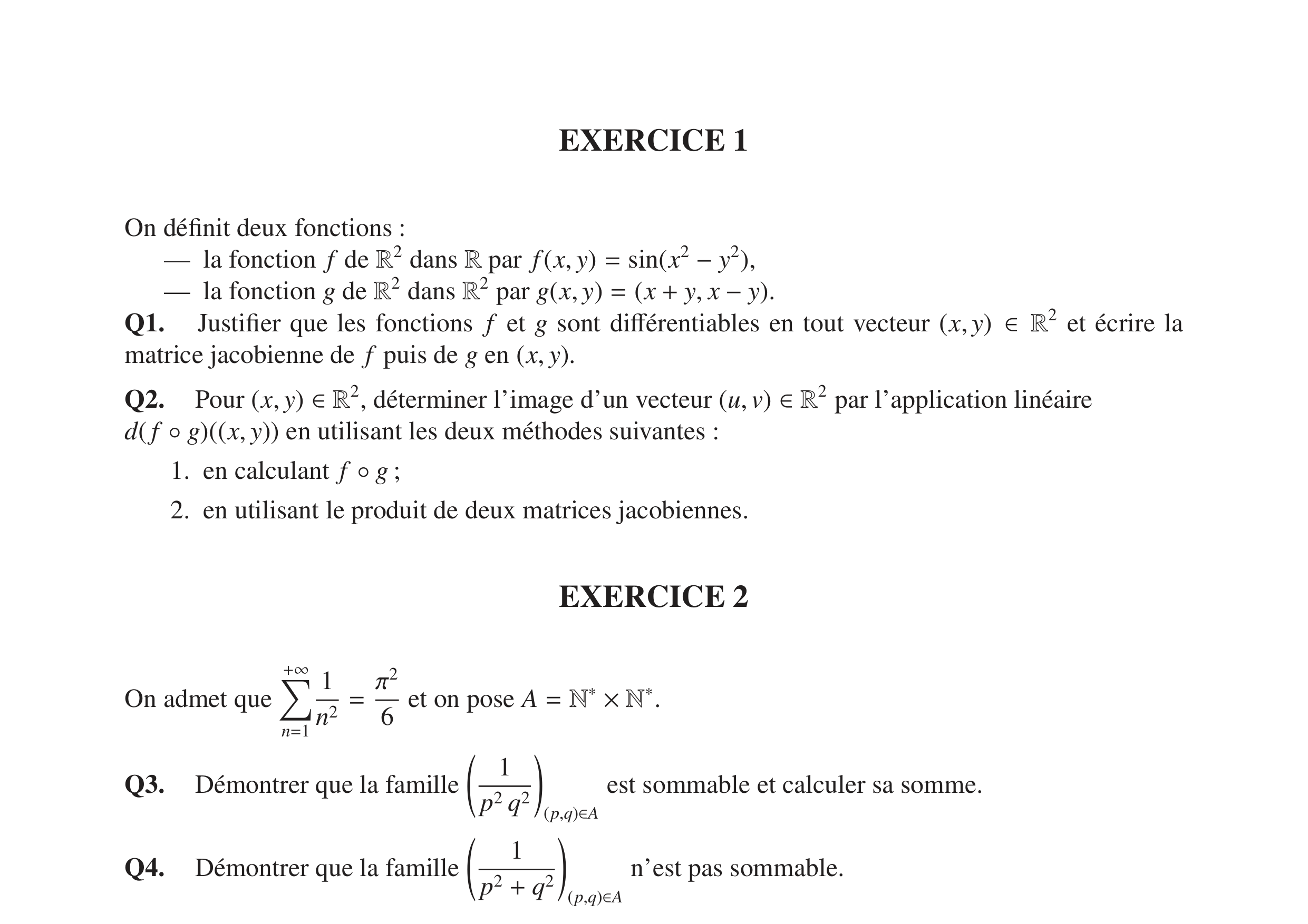 CCINP Maths 1 MPI 2017
