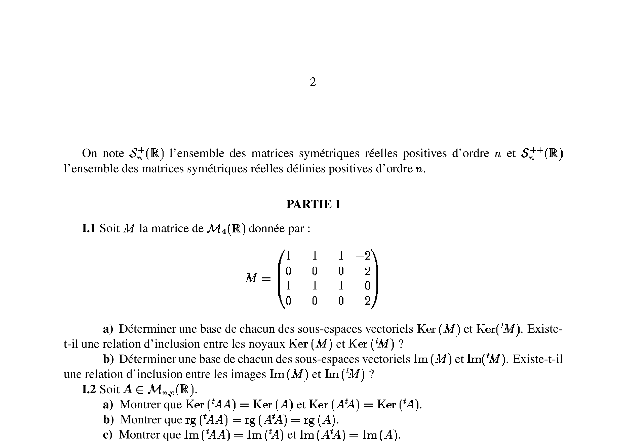 CCINP Maths 1 PC 2004
