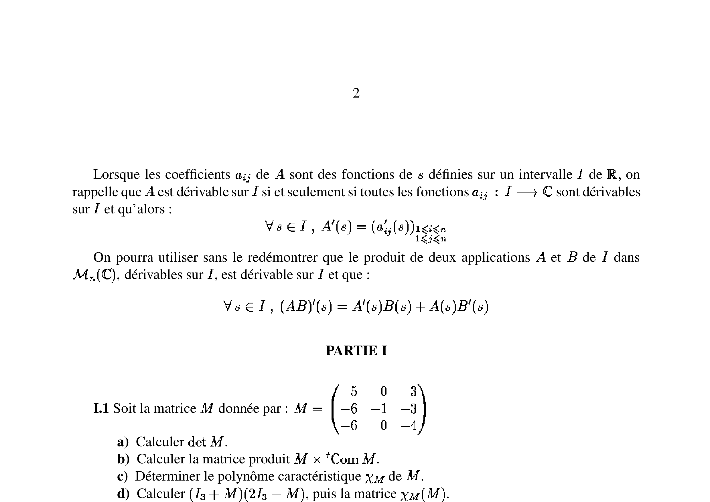 CCINP Maths 1 PC 2005