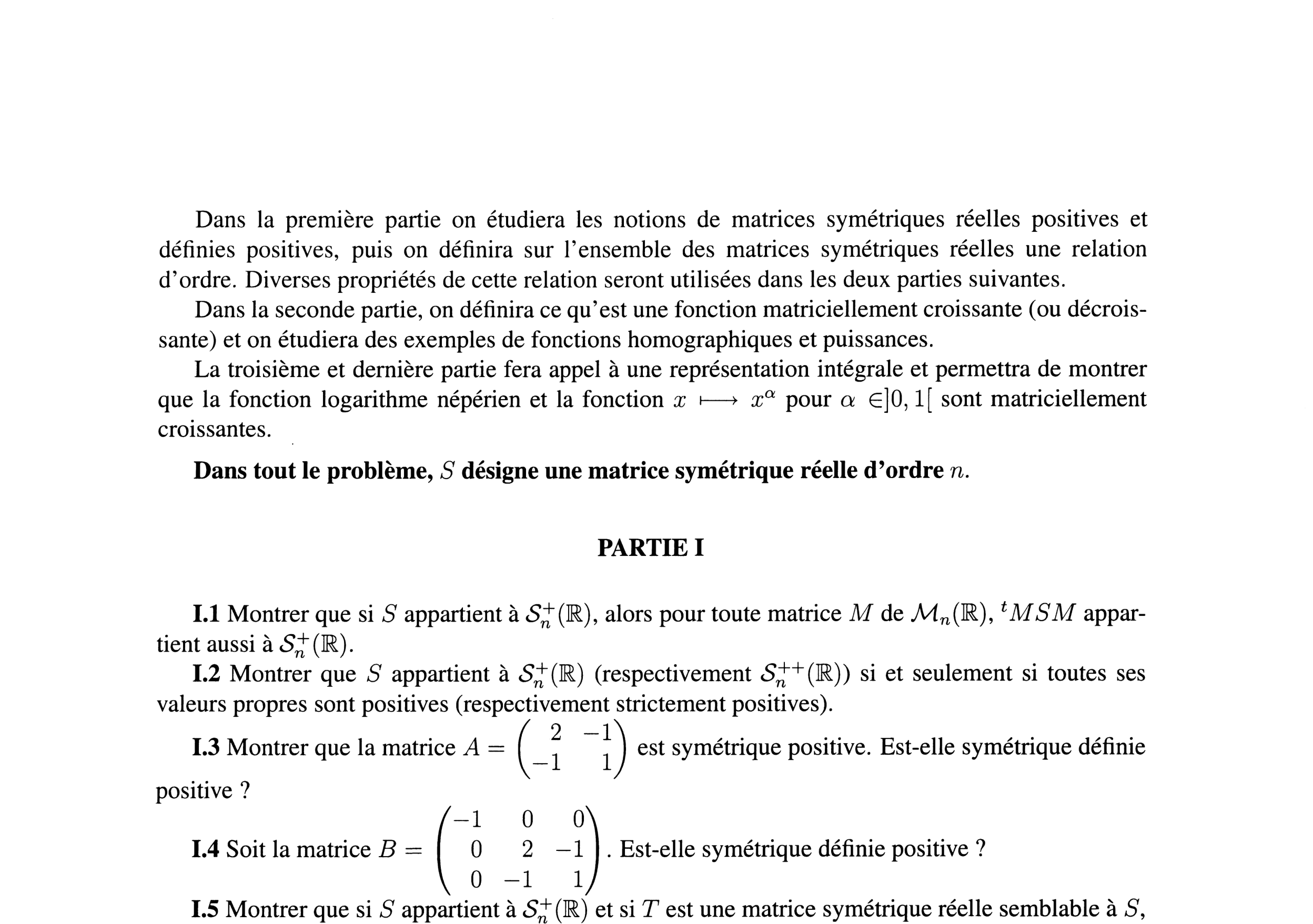 CCINP Maths 1 PC 2009