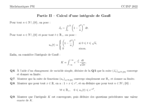 Énoncé et corrigé CCINP Maths 1 PSI 2022