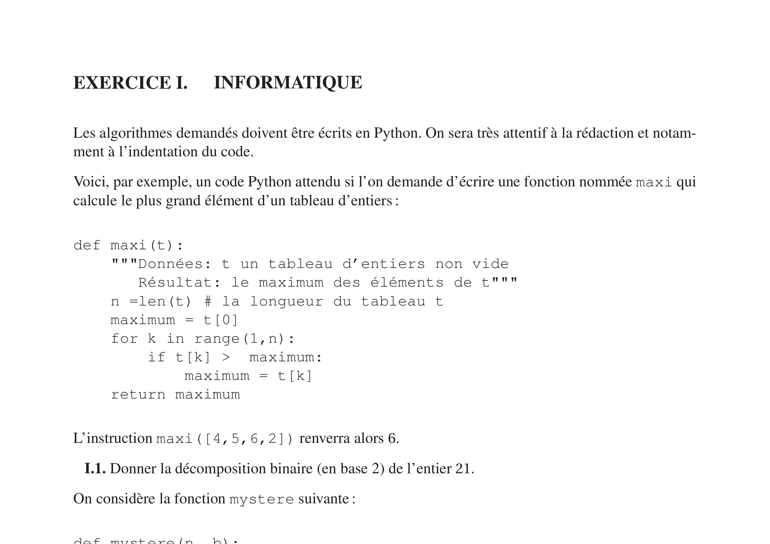 CCINP Maths 2 MP 2015
