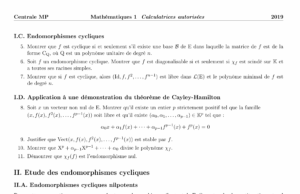 Énoncé et corrigé Centrale Maths 1 MP 2019