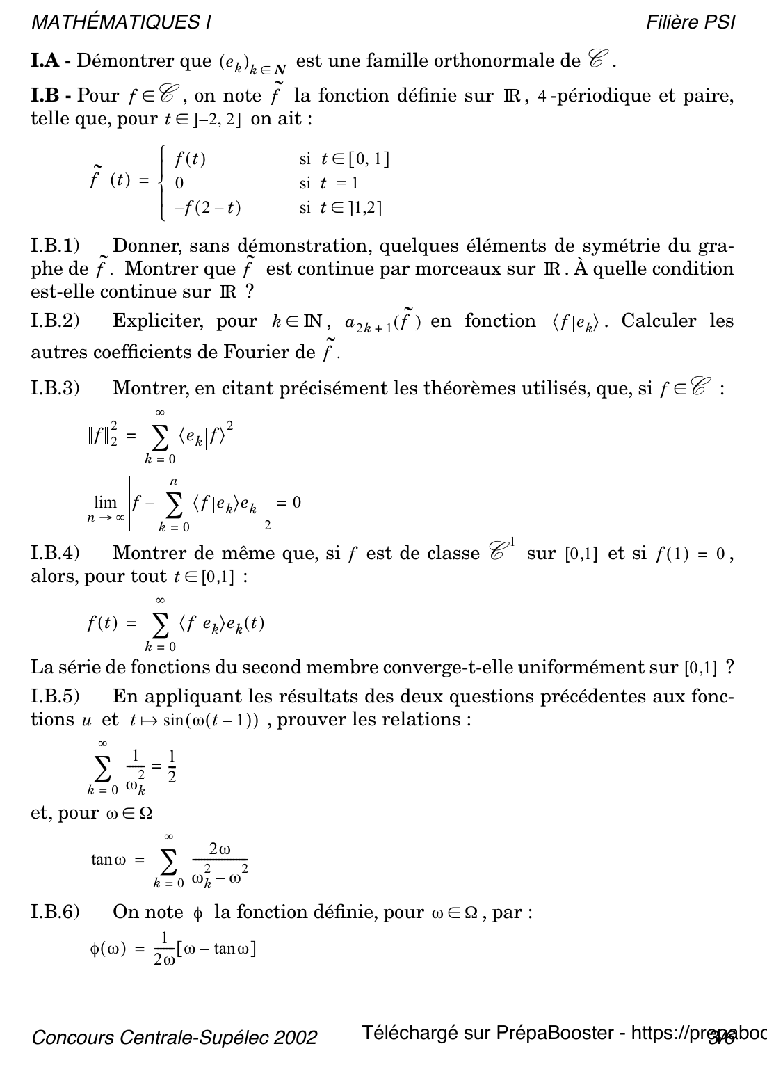 Énoncé Centrale 2002 PSI Maths 1 – page 3 Énoncé Centrale 2002 PSI Maths 1 – page 3