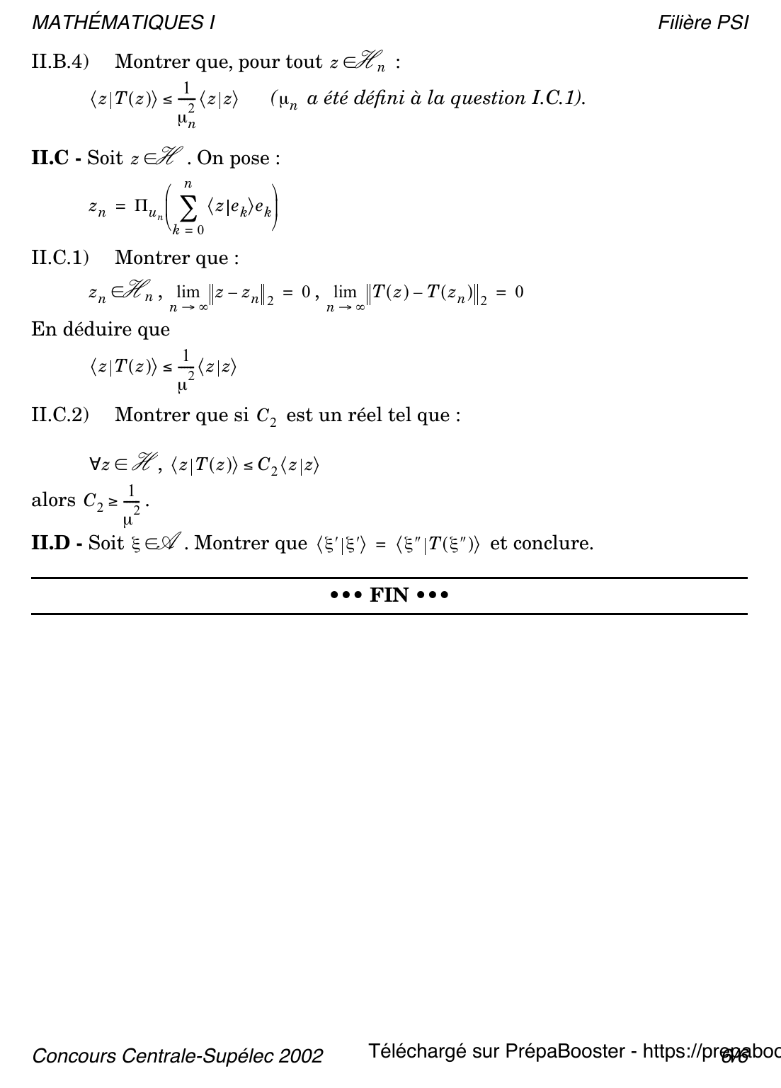 Énoncé Centrale 2002 PSI Maths 1 – page 6 Énoncé Centrale 2002 PSI Maths 1 – page 6