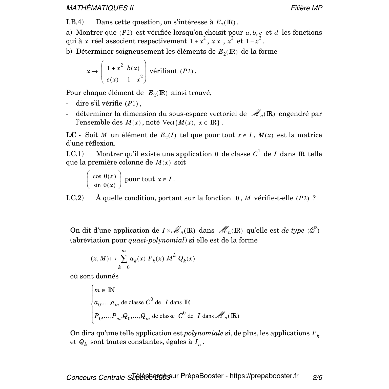 Énoncé Centrale 2003 MP Maths 2 – page 3 Énoncé Centrale 2003 MP Maths 2 – page 3