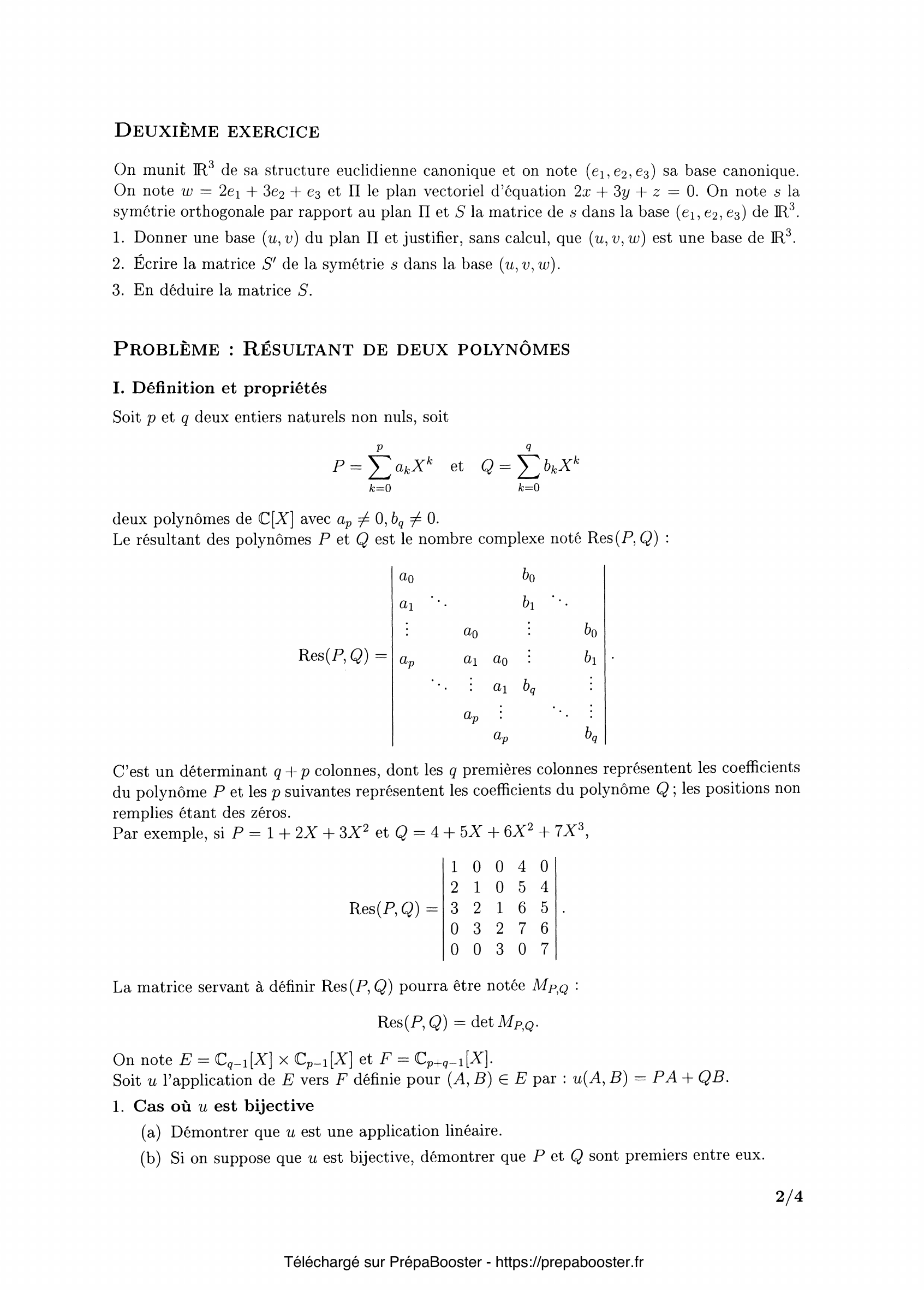 Énoncé CCINP 2009 MP Maths 2 – page 2 Énoncé CCINP 2009 MP Maths 2 – page 2