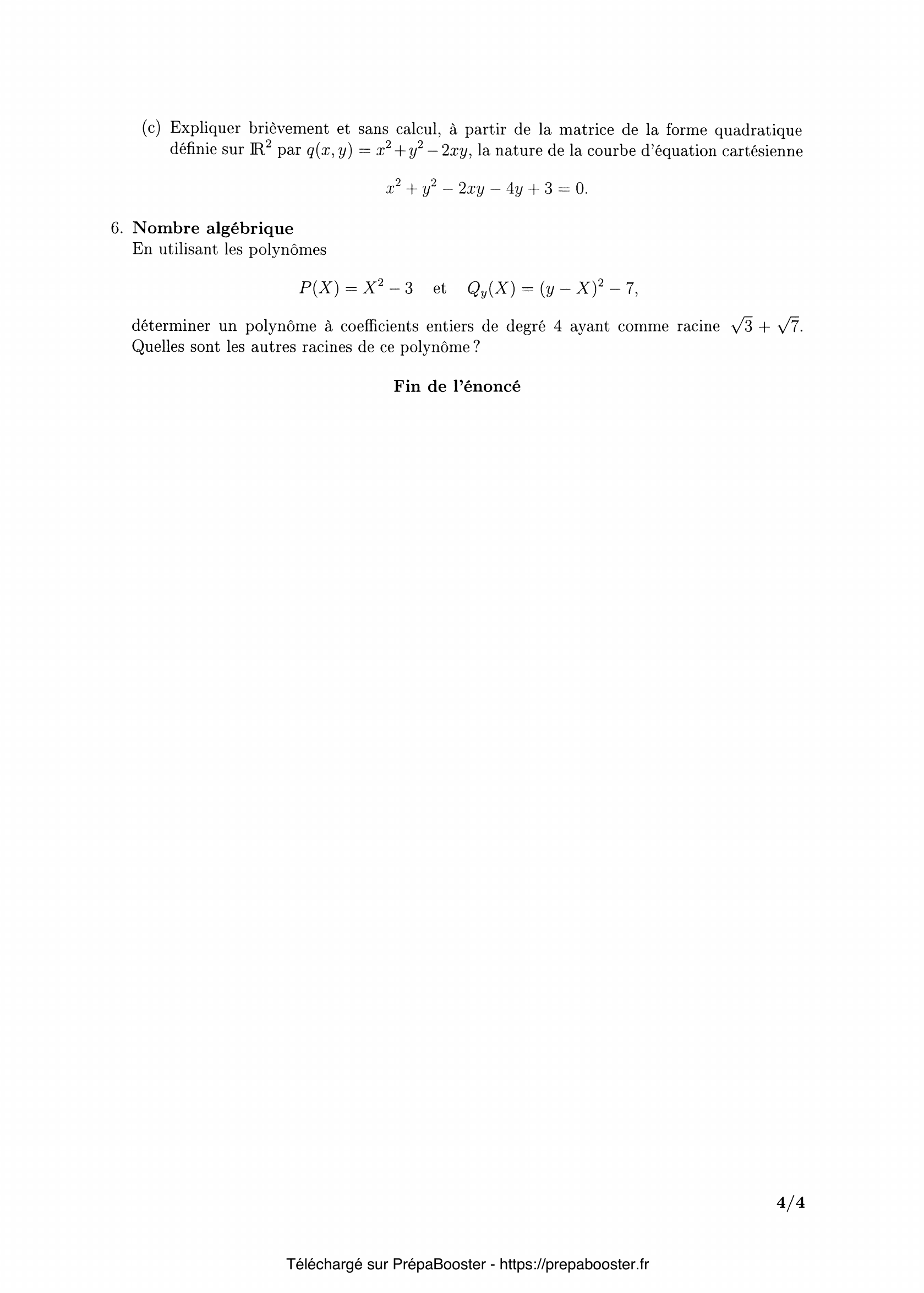 Énoncé CCINP 2009 MP Maths 2 – page 4 Énoncé CCINP 2009 MP Maths 2 – page 4