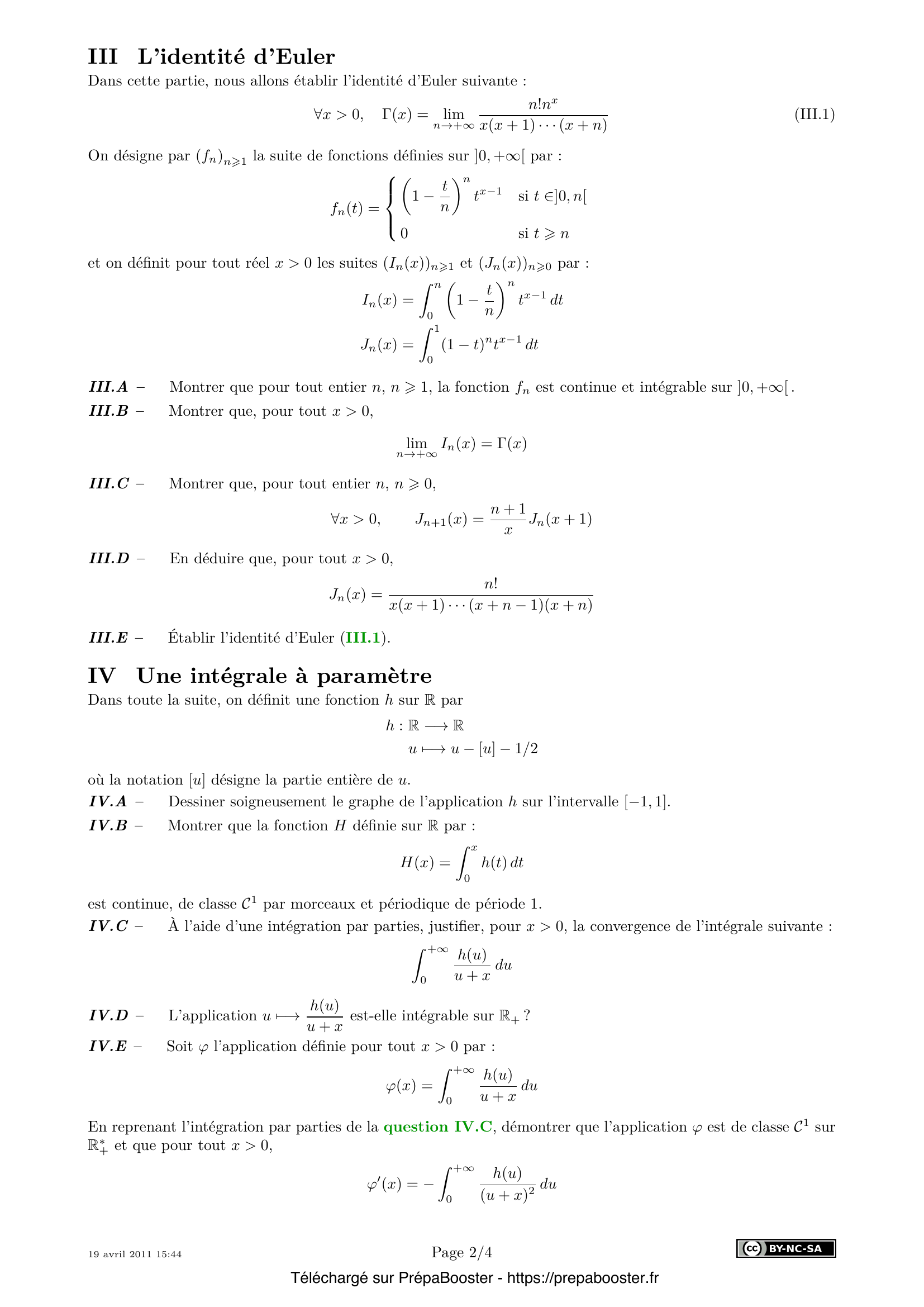 Énoncé Centrale 2011 PSI Maths 1 – page 2 Énoncé Centrale 2011 PSI Maths 1 – page 2