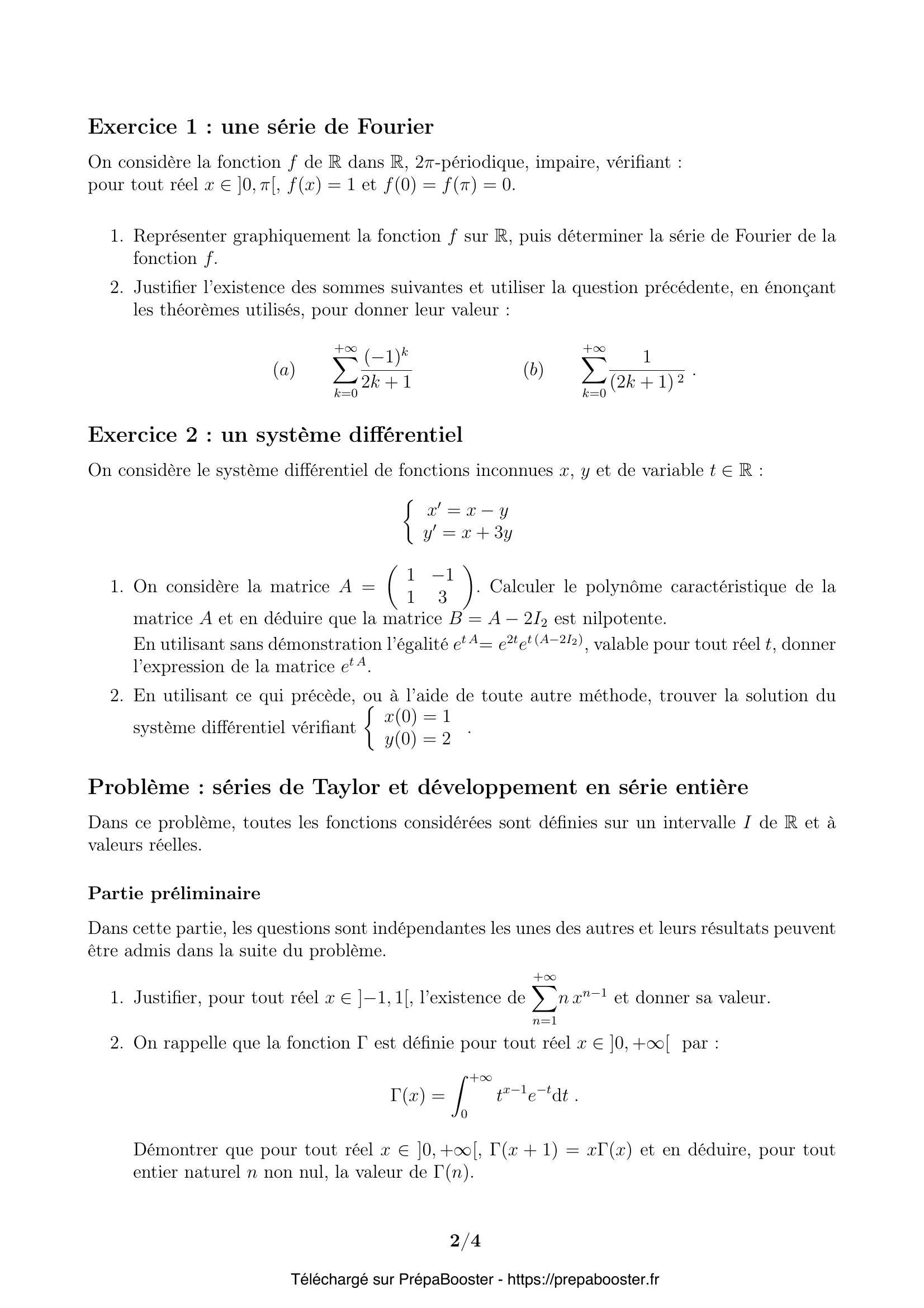 Énoncé CCINP 2013 MPI Maths 1 – page 2 Énoncé CCINP 2013 MPI Maths 1 – page 2