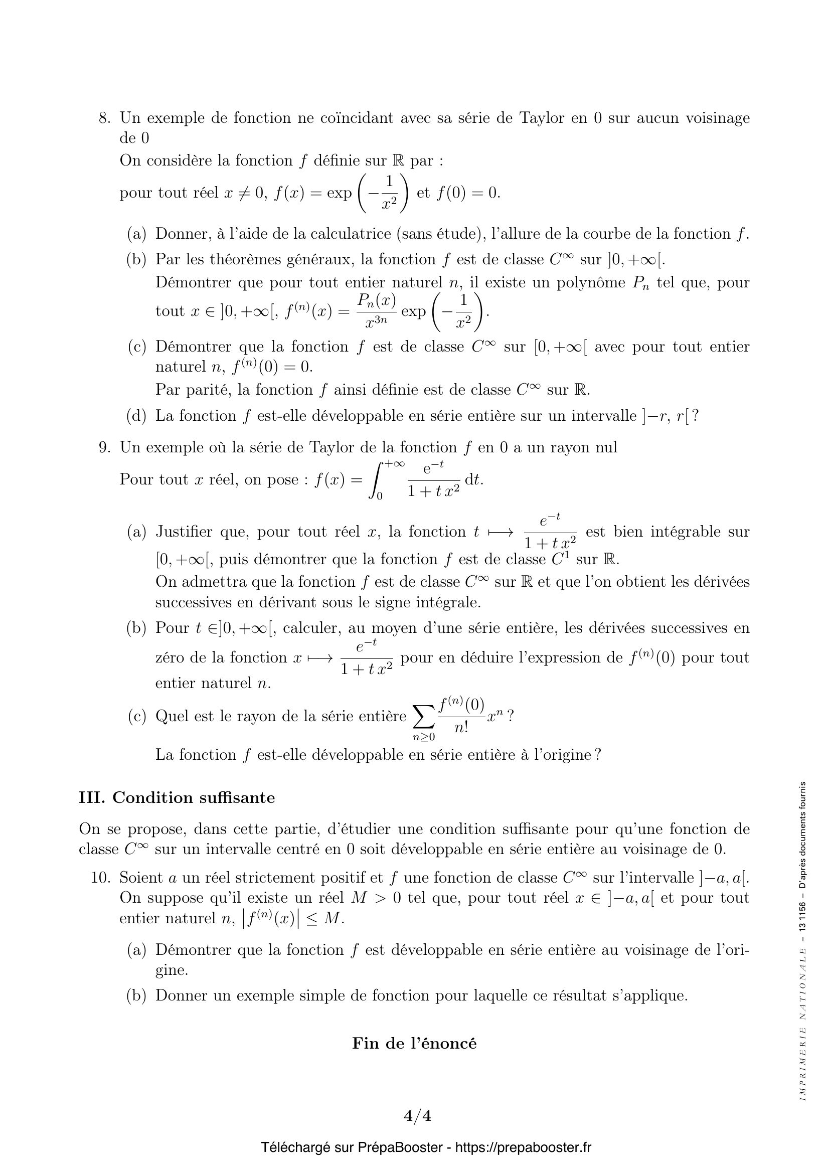 Énoncé CCINP 2013 MPI Maths 1 – page 4 Énoncé CCINP 2013 MPI Maths 1 – page 4