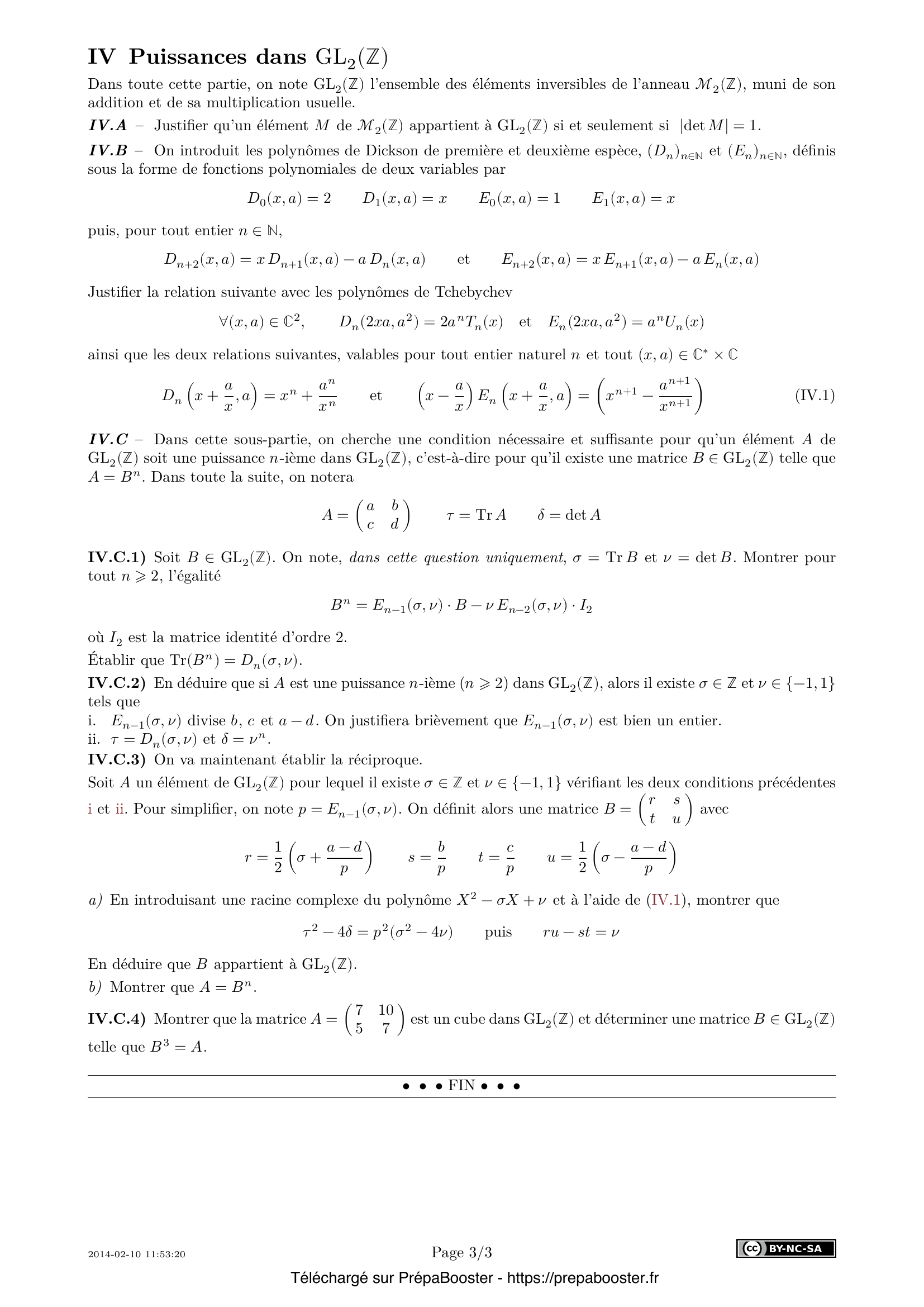 Énoncé Centrale 2014 MP Maths 2 – page 3 Énoncé Centrale 2014 MP Maths 2 – page 3