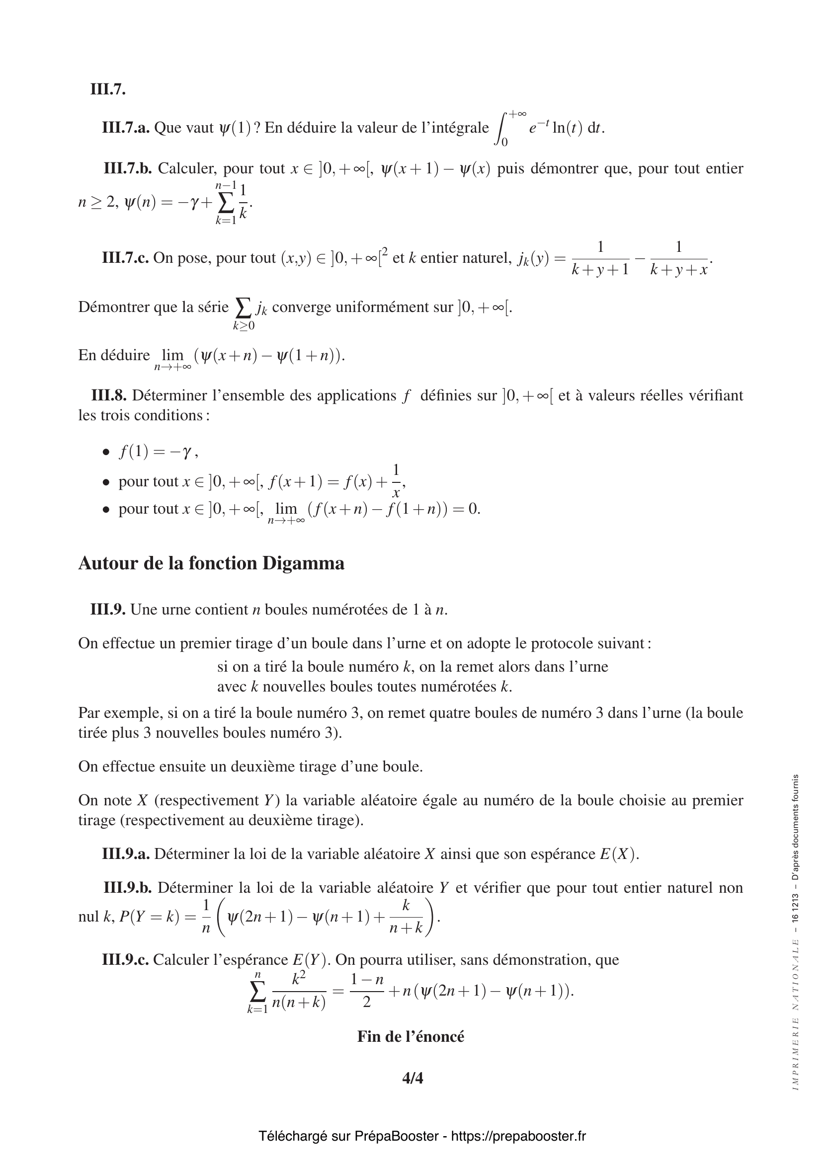 Énoncé CCINP 2016 MPI Maths 1 – page 4 Énoncé CCINP 2016 MPI Maths 1 – page 4