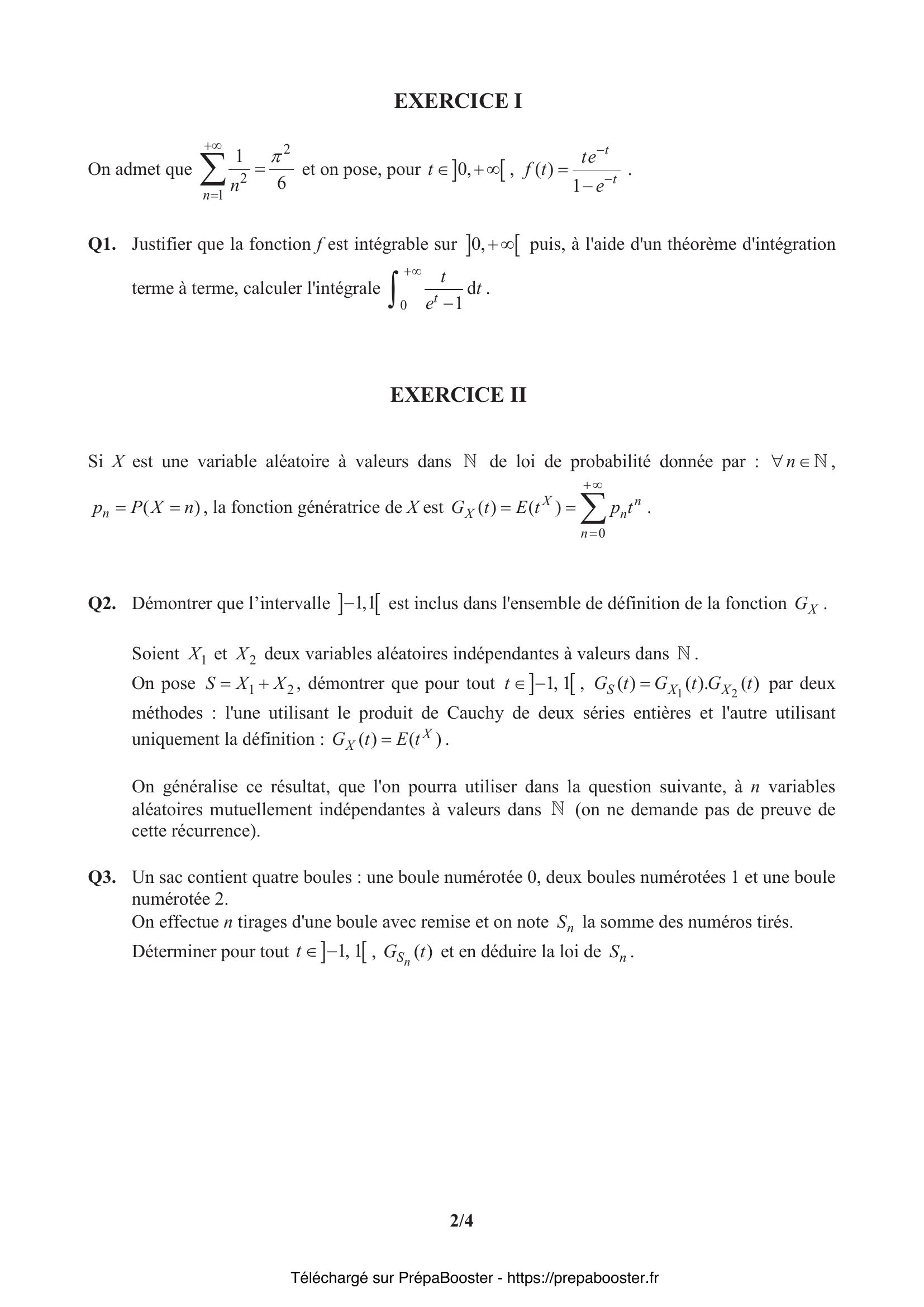 Énoncé CCINP 2019 MPI Maths 1 – page 2 Énoncé CCINP 2019 MPI Maths 1 – page 2