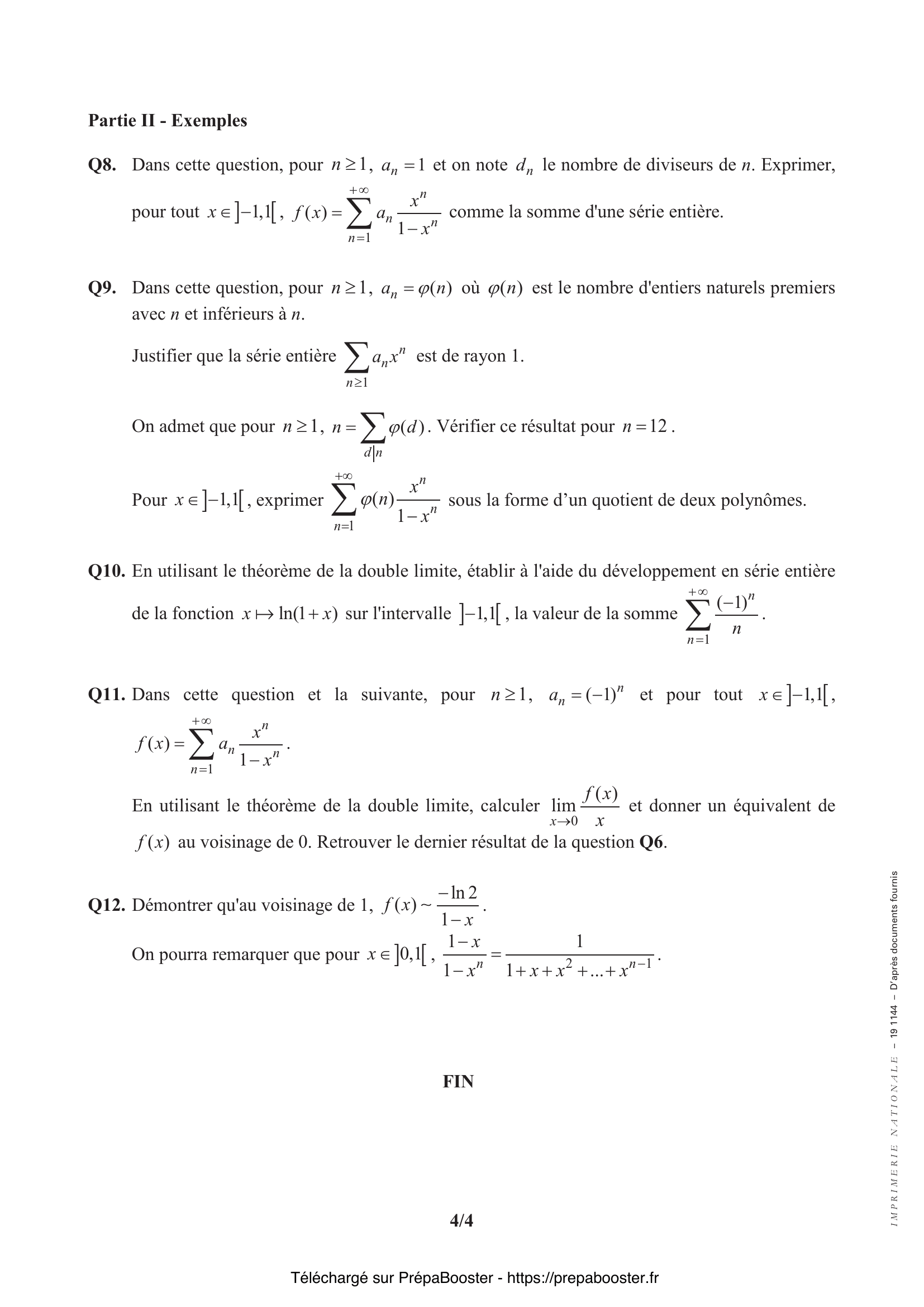 Énoncé CCINP 2019 MPI Maths 1 – page 4 Énoncé CCINP 2019 MPI Maths 1 – page 4