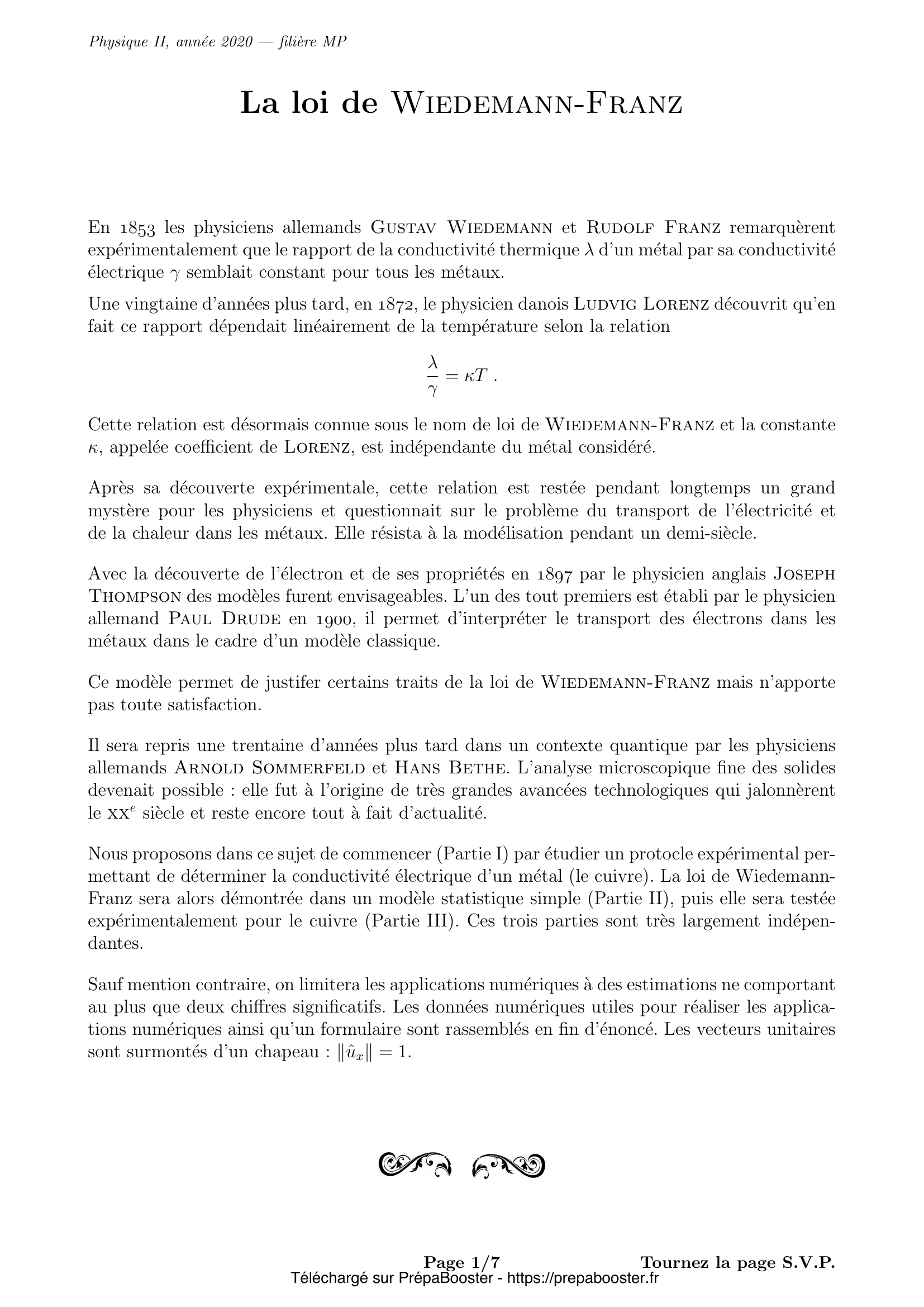 Énoncé Mines Ponts 2020 MP Physique 2 – page 2 Énoncé Mines Ponts 2020 MP Physique 2 – page 2