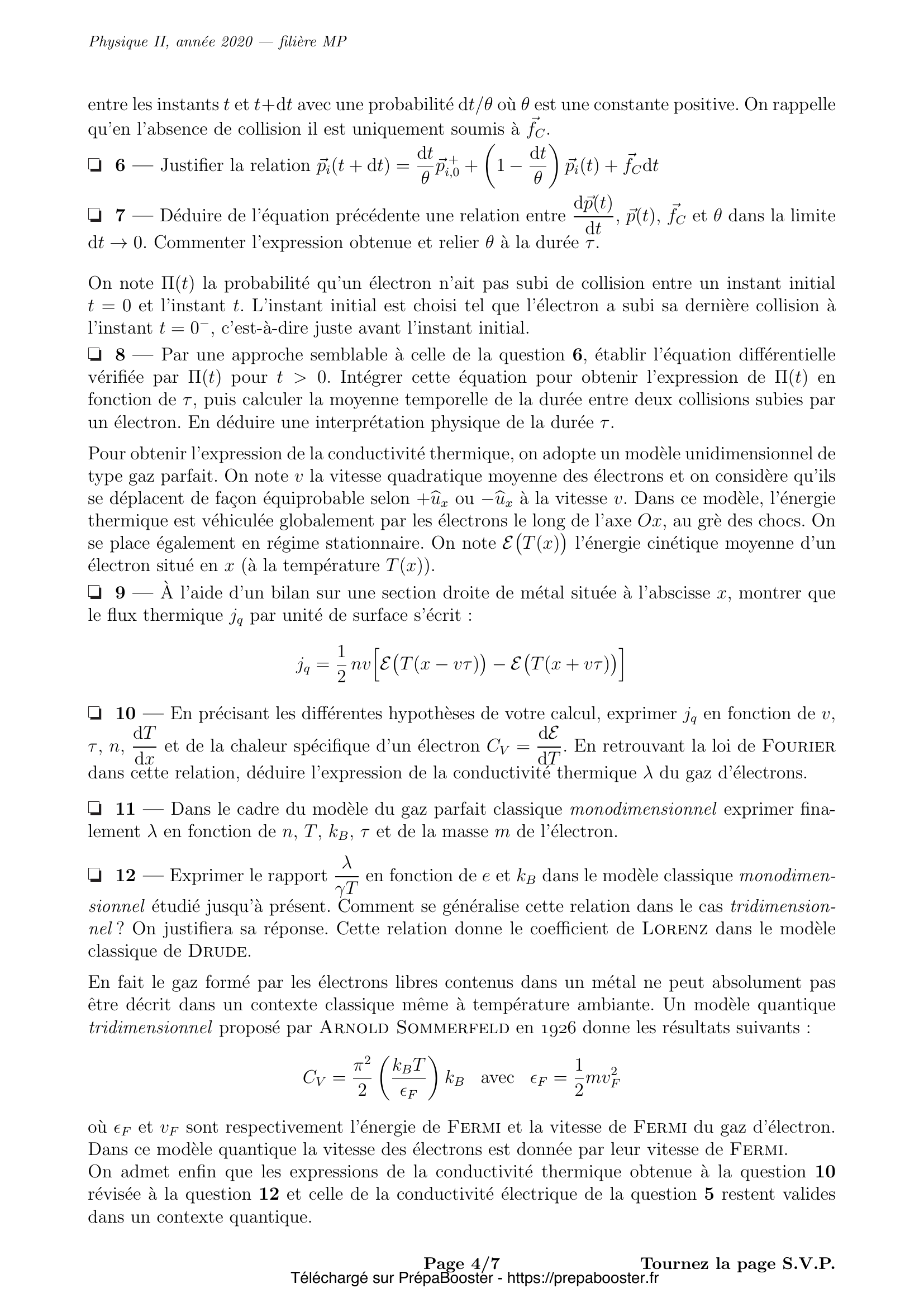 Énoncé Mines Ponts 2020 MP Physique 2 – page 5 Énoncé Mines Ponts 2020 MP Physique 2 – page 5