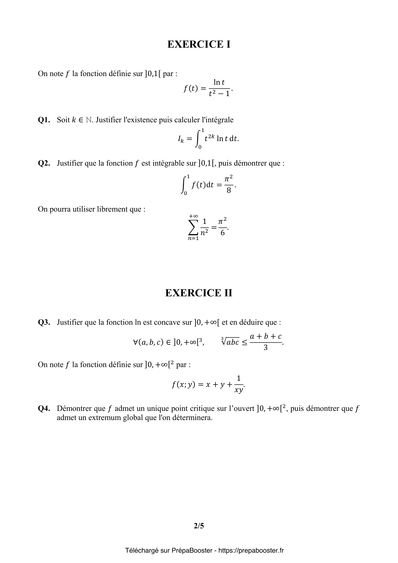 Énoncé CCINP 2021 MPI Maths 1 – page 2 Énoncé CCINP 2021 MPI Maths 1 – page 2