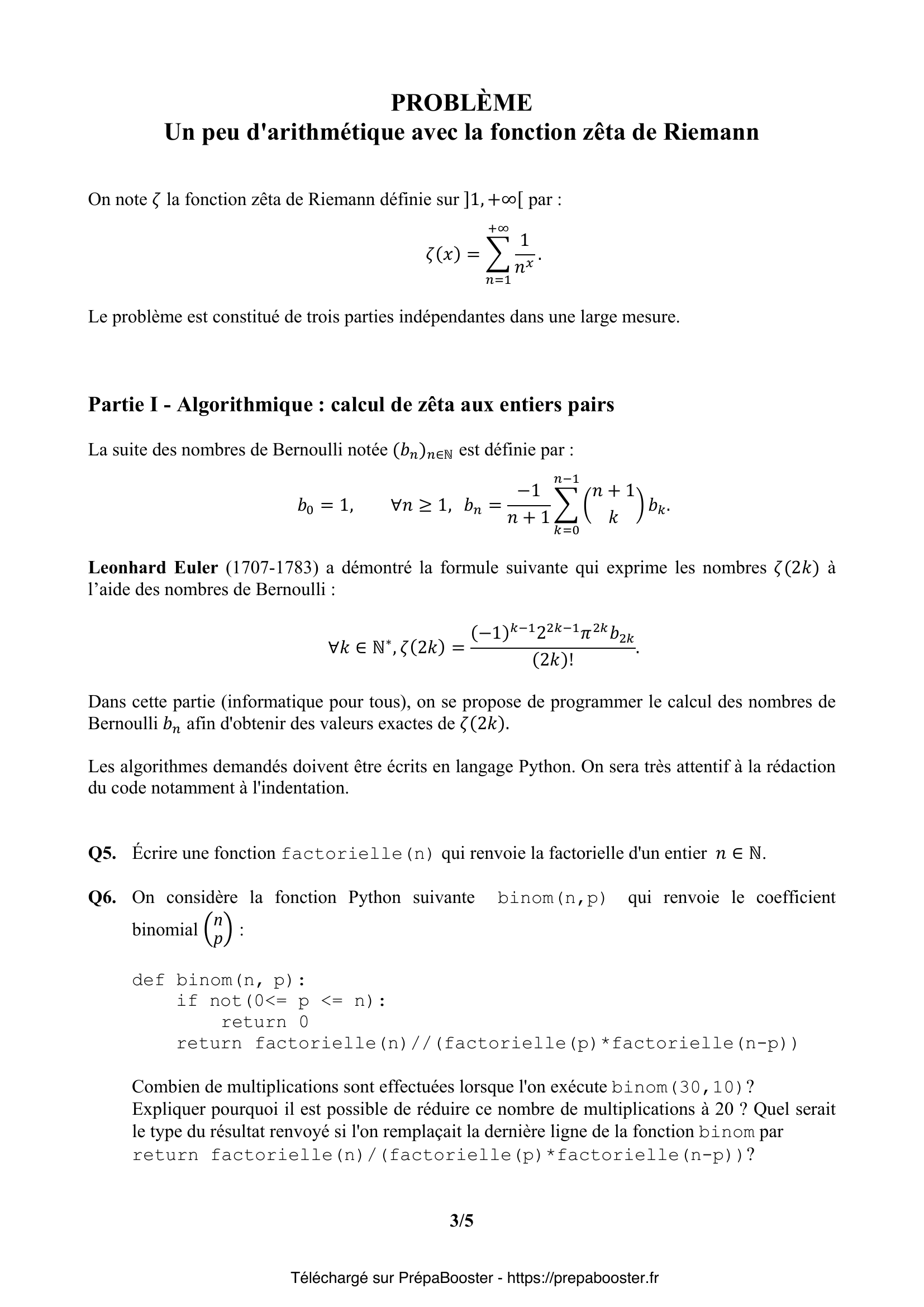 Énoncé CCINP 2021 MPI Maths 1 – page 3 Énoncé CCINP 2021 MPI Maths 1 – page 3