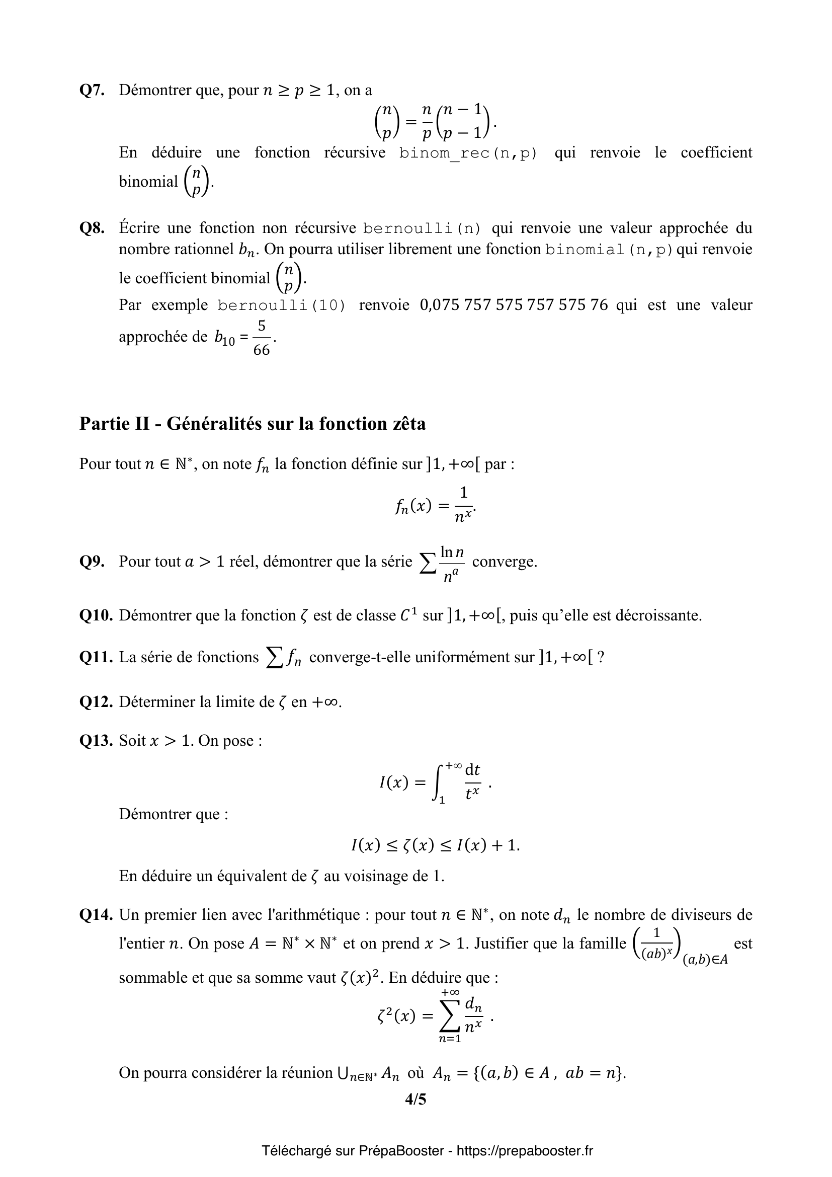 Énoncé CCINP 2021 MPI Maths 1 – page 4 Énoncé CCINP 2021 MPI Maths 1 – page 4