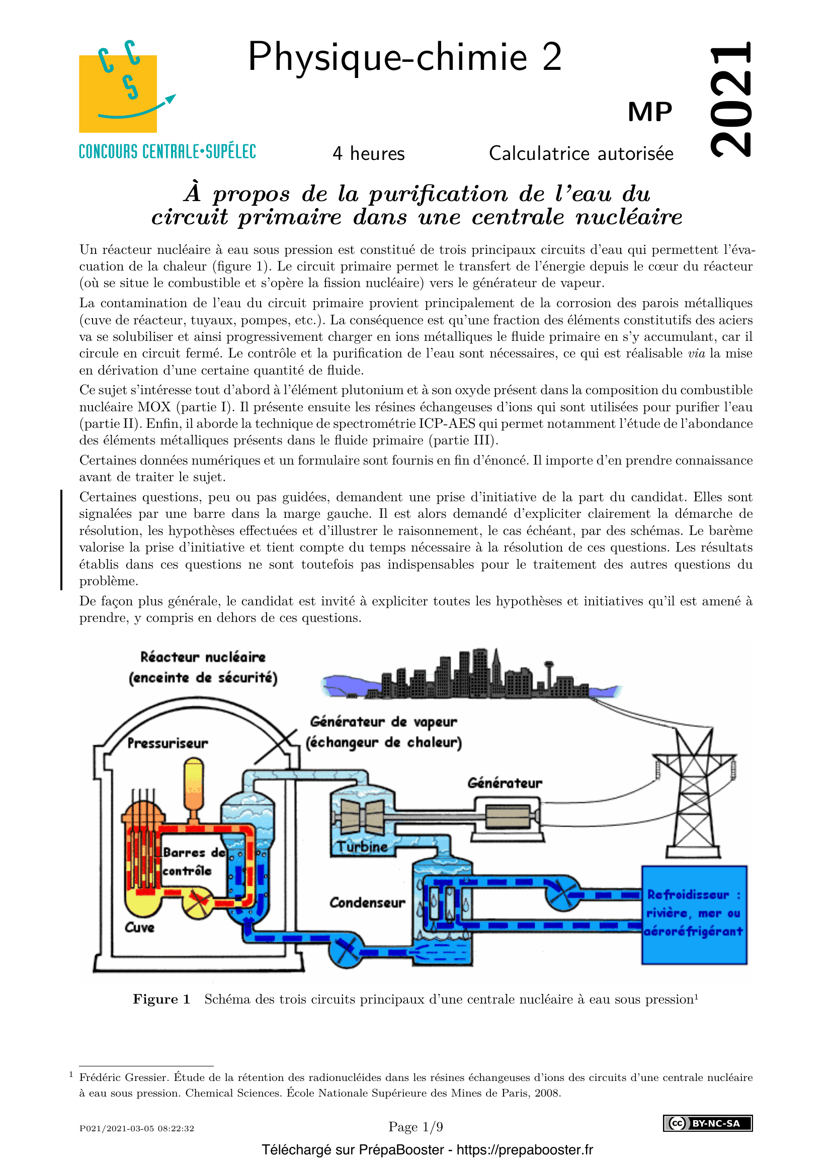 Énoncé Centrale 2021 MP Physique 2 – page 1 Énoncé Centrale 2021 MP Physique 2 – page 1