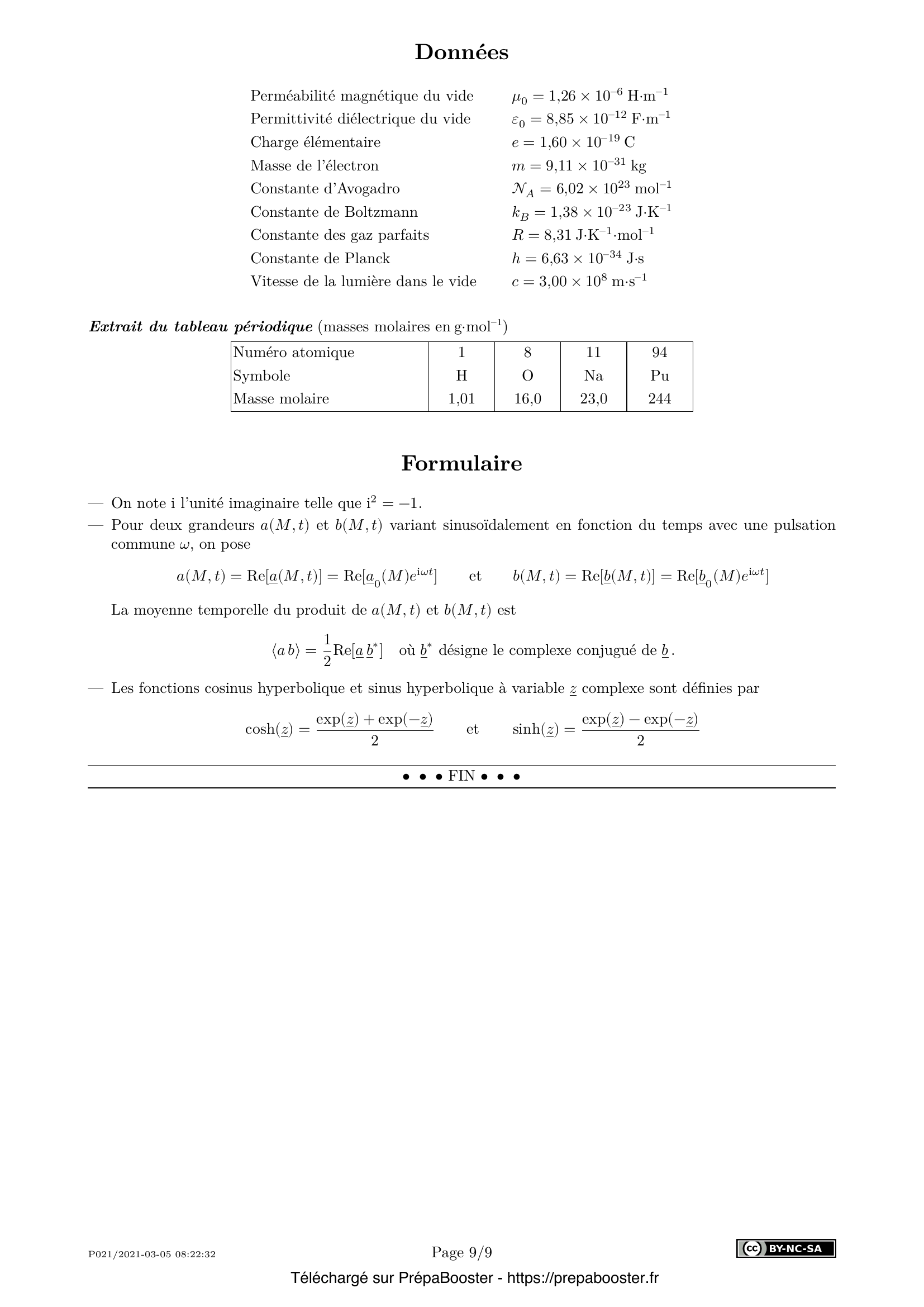 Énoncé Centrale 2021 MP Physique 2 – page 9 Énoncé Centrale 2021 MP Physique 2 – page 9