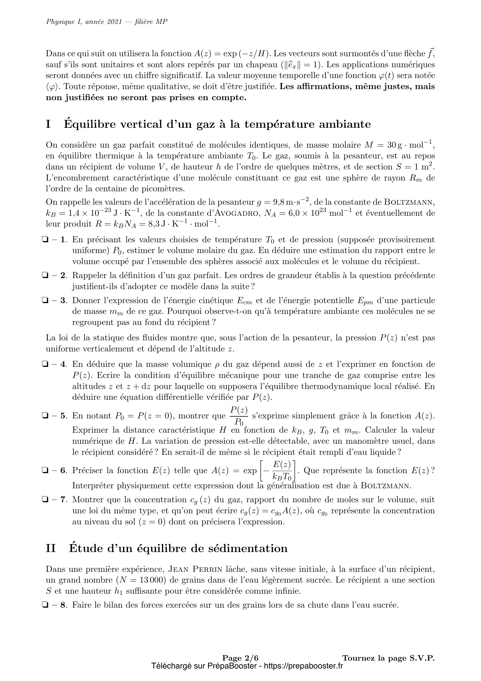 Énoncé Mines Ponts 2021 MP Physique 1 – page 3 Énoncé Mines Ponts 2021 MP Physique 1 – page 3