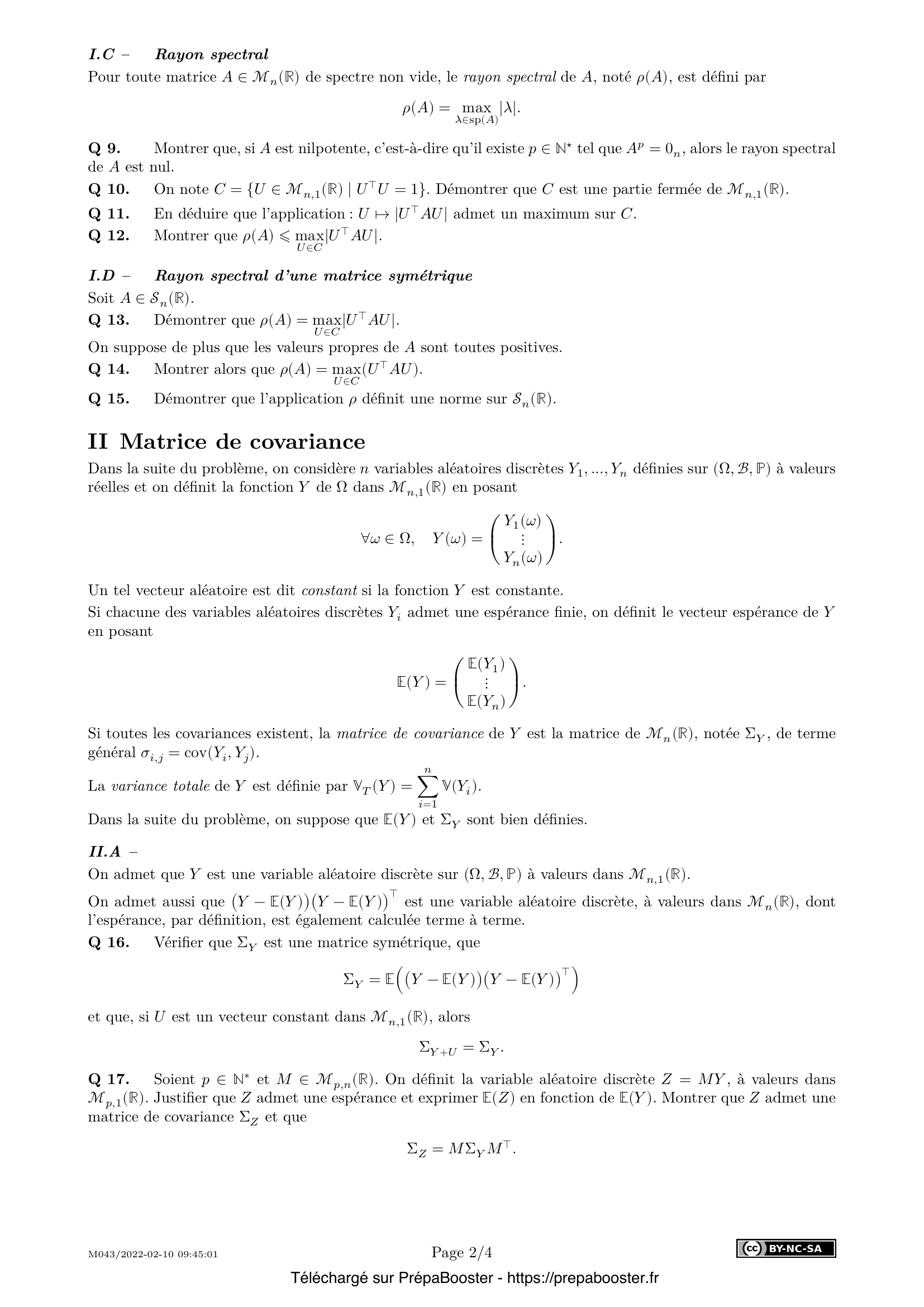 Énoncé Centrale 2022 PC Maths 1 – page 2 Énoncé Centrale 2022 PC Maths 1 – page 2