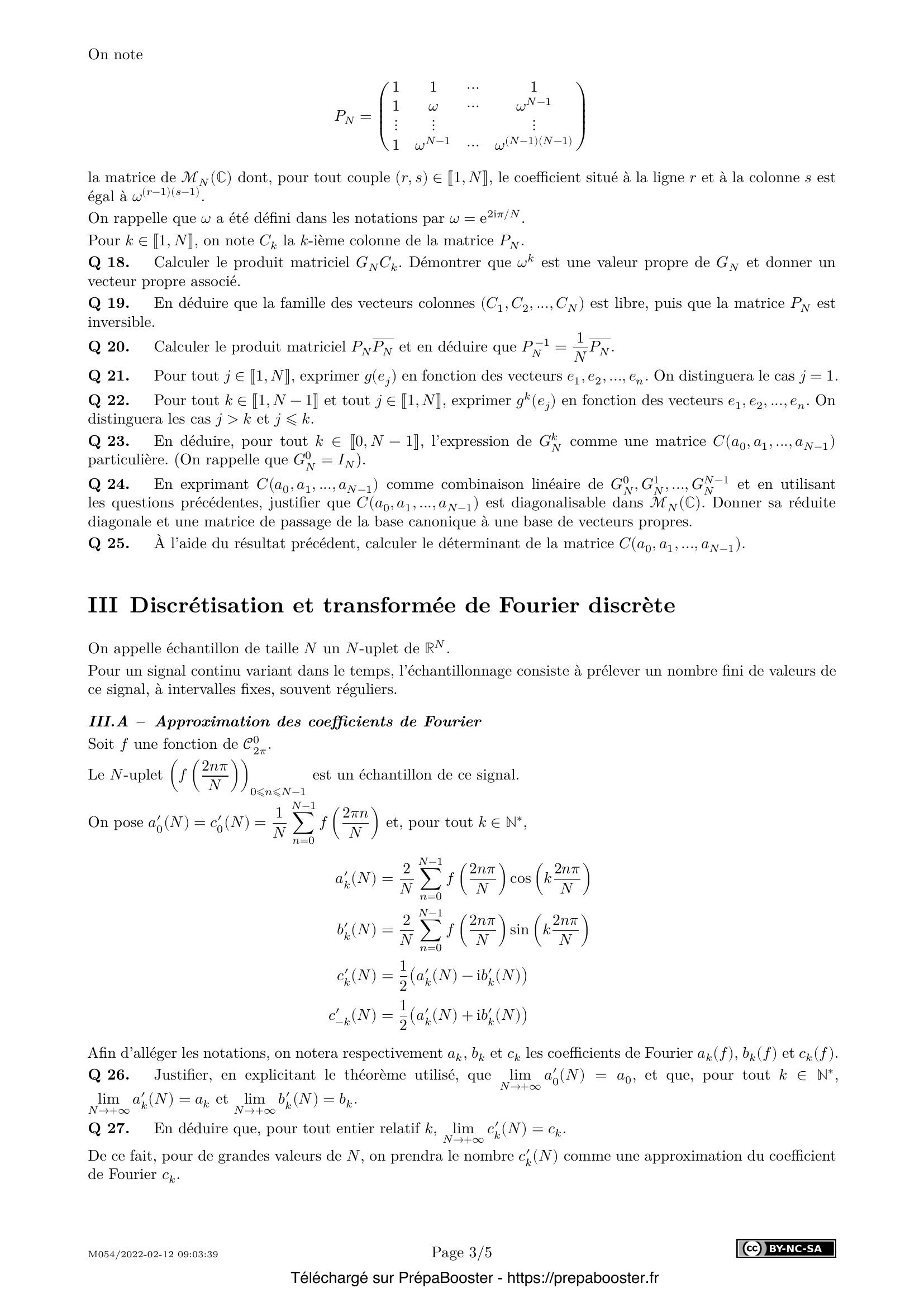 Énoncé Centrale 2022 TSI Maths 2 – page 3 Énoncé Centrale 2022 TSI Maths 2 – page 3