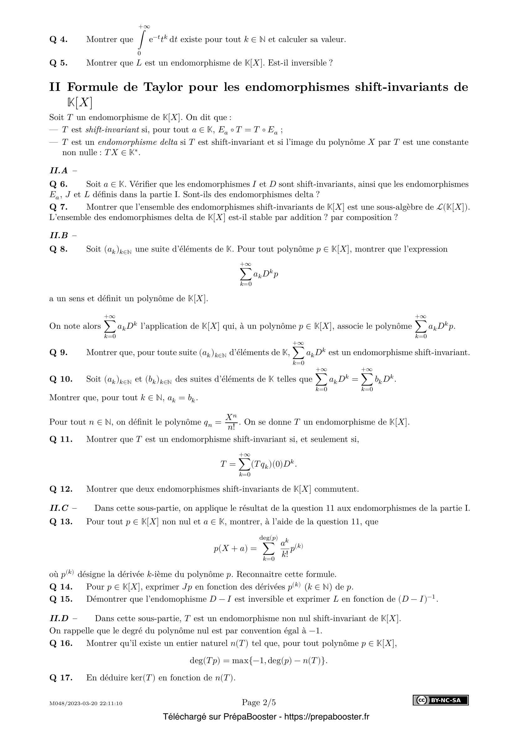 Énoncé Centrale 2023 MPI Maths 1 – page 2 Énoncé Centrale 2023 MPI Maths 1 – page 2