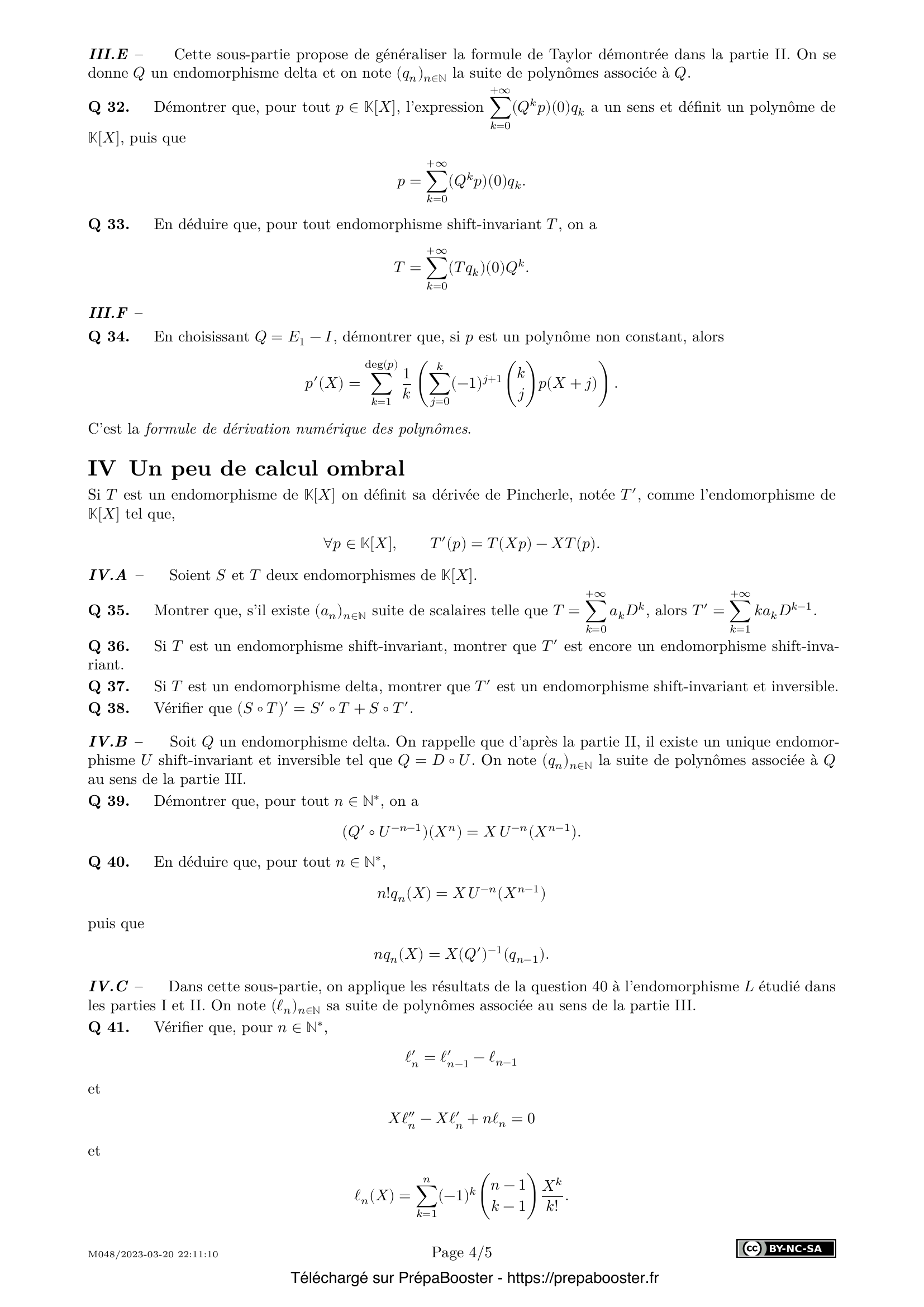Énoncé Centrale 2023 MPI Maths 1 – page 4 Énoncé Centrale 2023 MPI Maths 1 – page 4