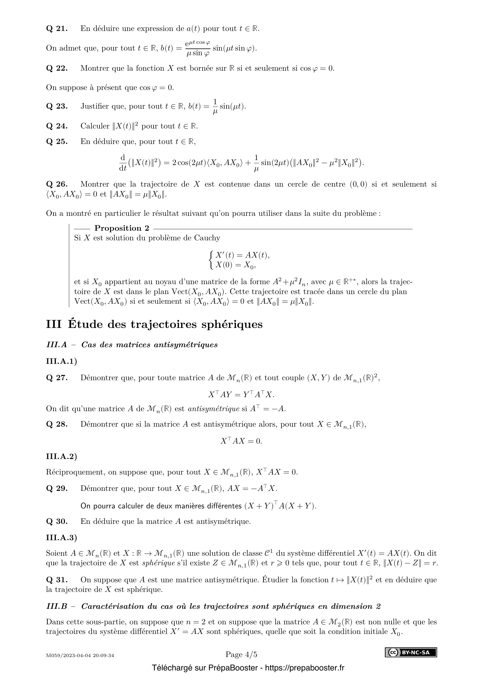 Énoncé Centrale 2023 TSI Maths 2 – page 4 Énoncé Centrale 2023 TSI Maths 2 – page 4