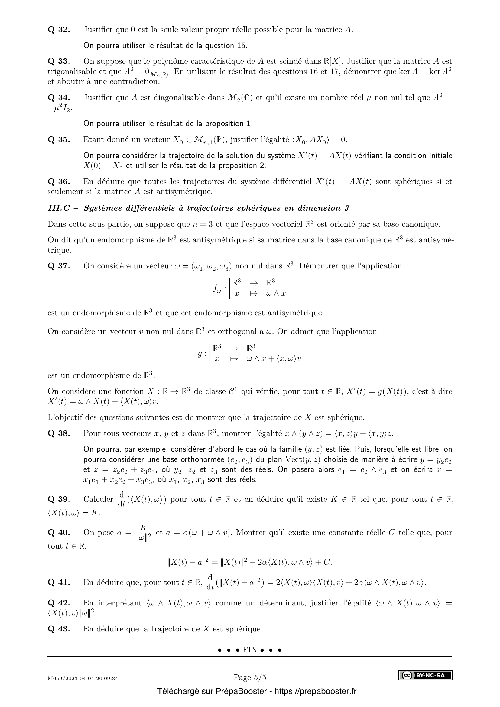Énoncé Centrale 2023 TSI Maths 2 – page 5 Énoncé Centrale 2023 TSI Maths 2 – page 5