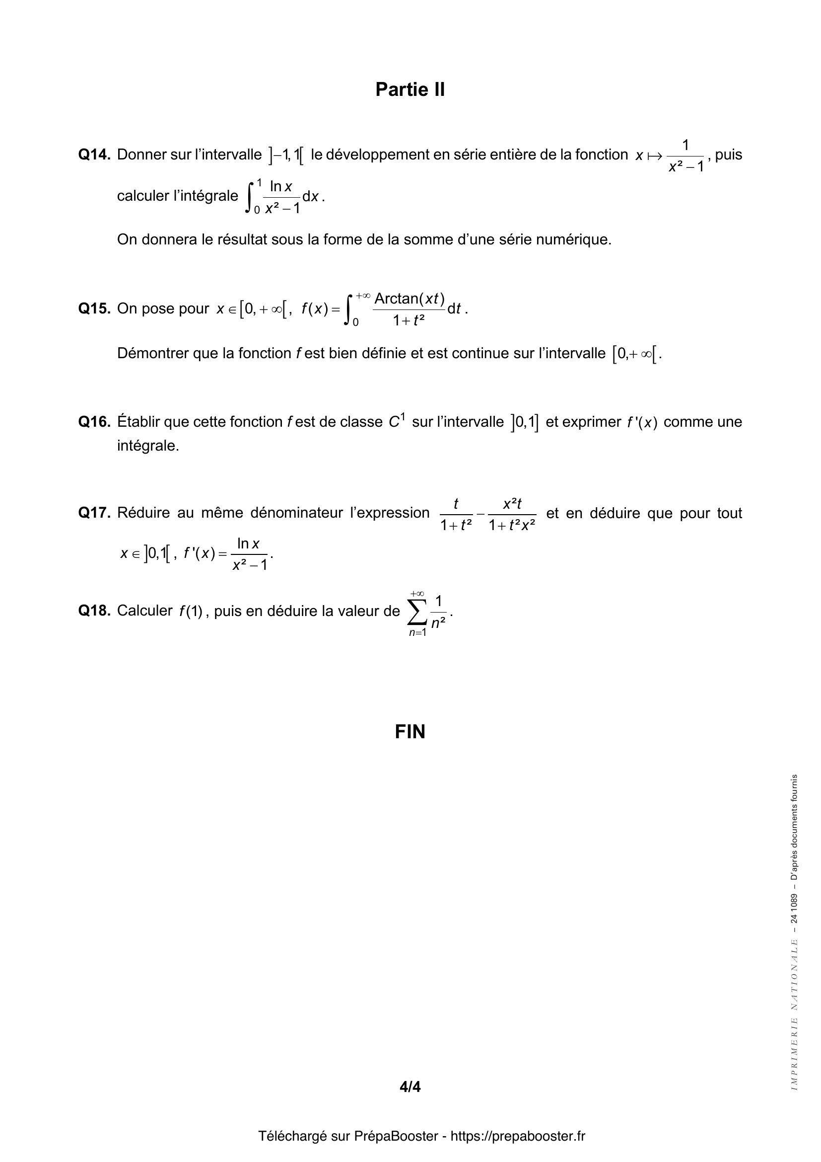 Énoncé CCINP 2024 MPI Maths 1 – page 4 Énoncé CCINP 2024 MPI Maths 1 – page 4