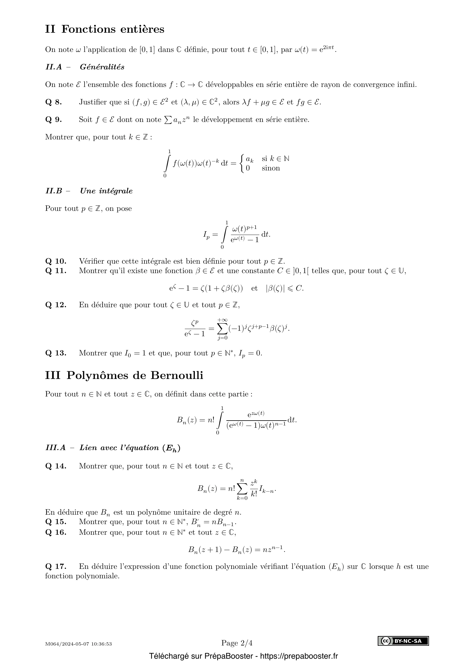 Énoncé Centrale 2024 MPI Maths 2 – page 2 Énoncé Centrale 2024 MPI Maths 2 – page 2