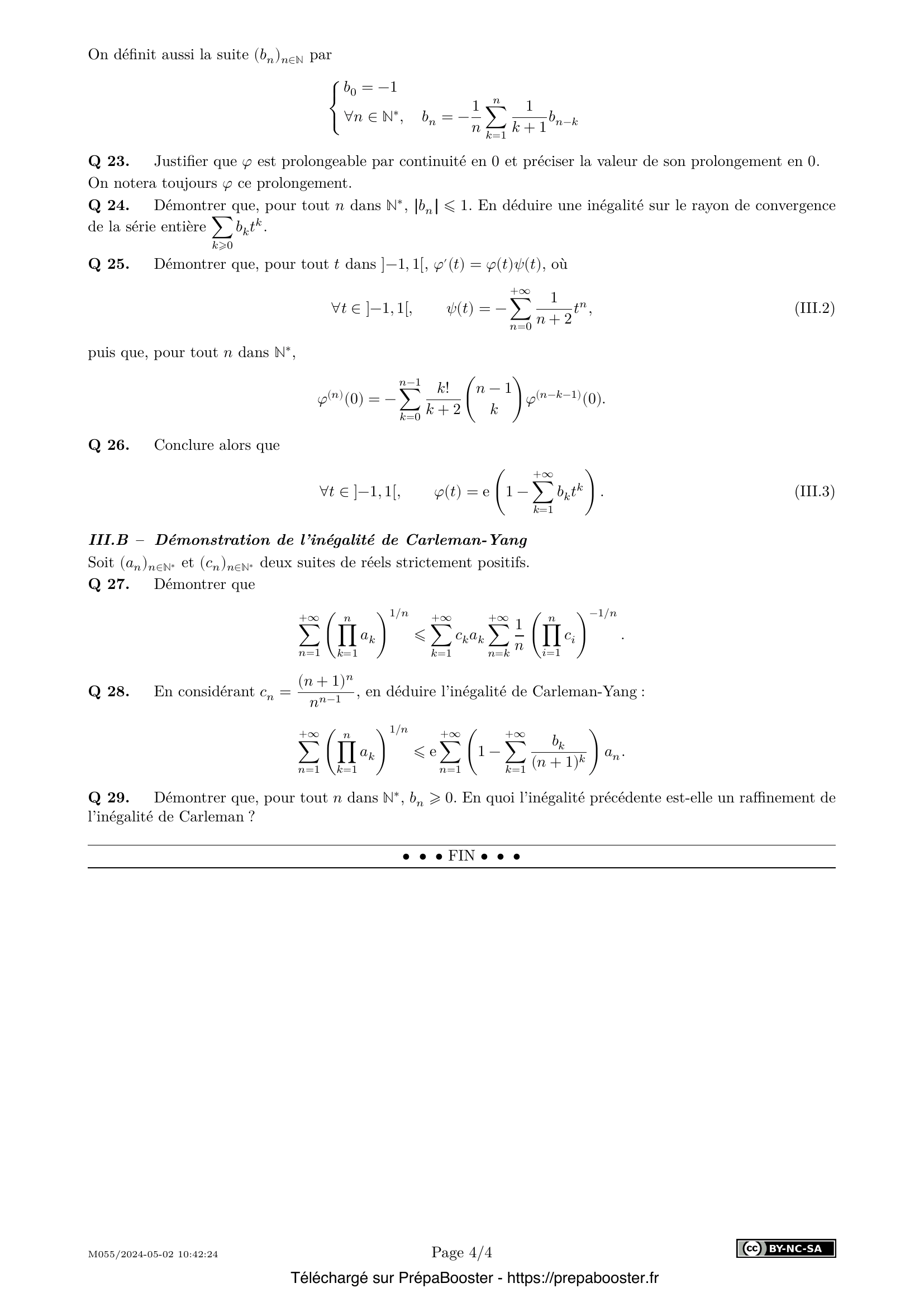 Énoncé Centrale 2024 MP Maths 1 – page 4 Énoncé Centrale 2024 MP Maths 1 – page 4