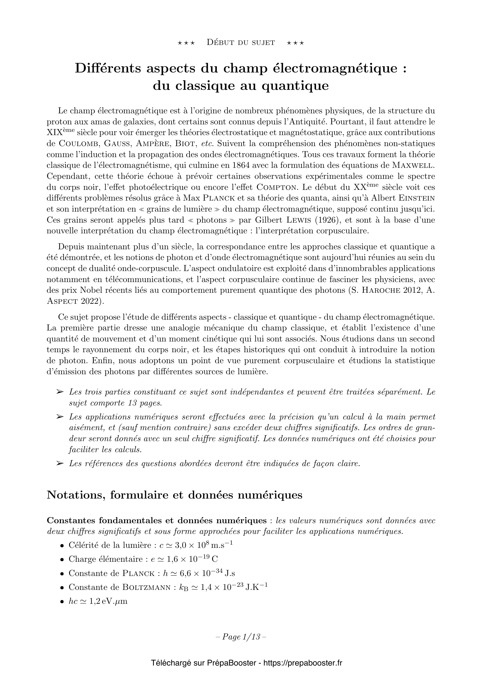 Énoncé XENS 2024 MP Physique 1 – page 2 Énoncé XENS 2024 MP Physique 1 – page 2