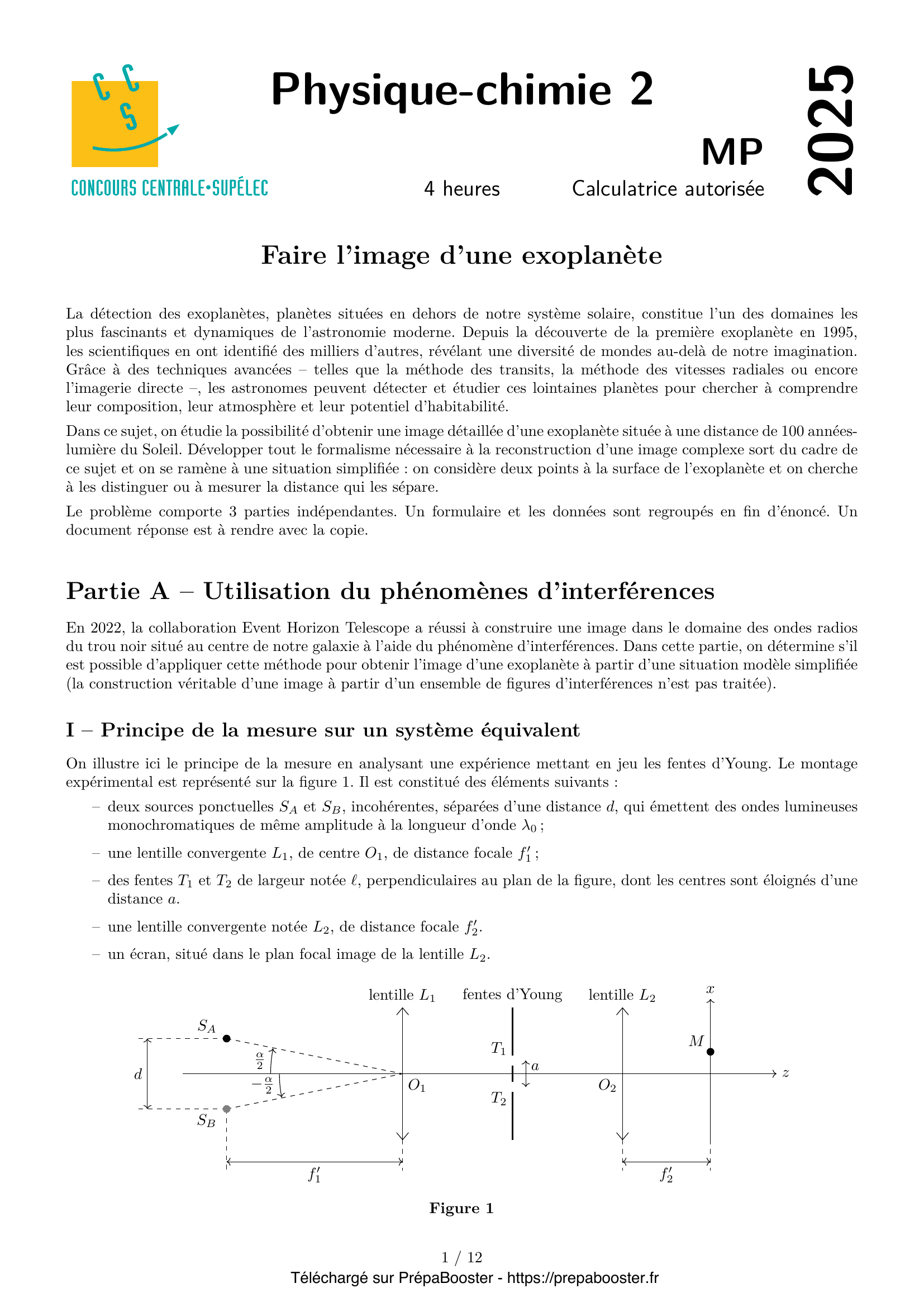 Énoncé Centrale 2025 MP Physique 2 – page 1 Énoncé Centrale 2025 MP Physique 2 – page 1