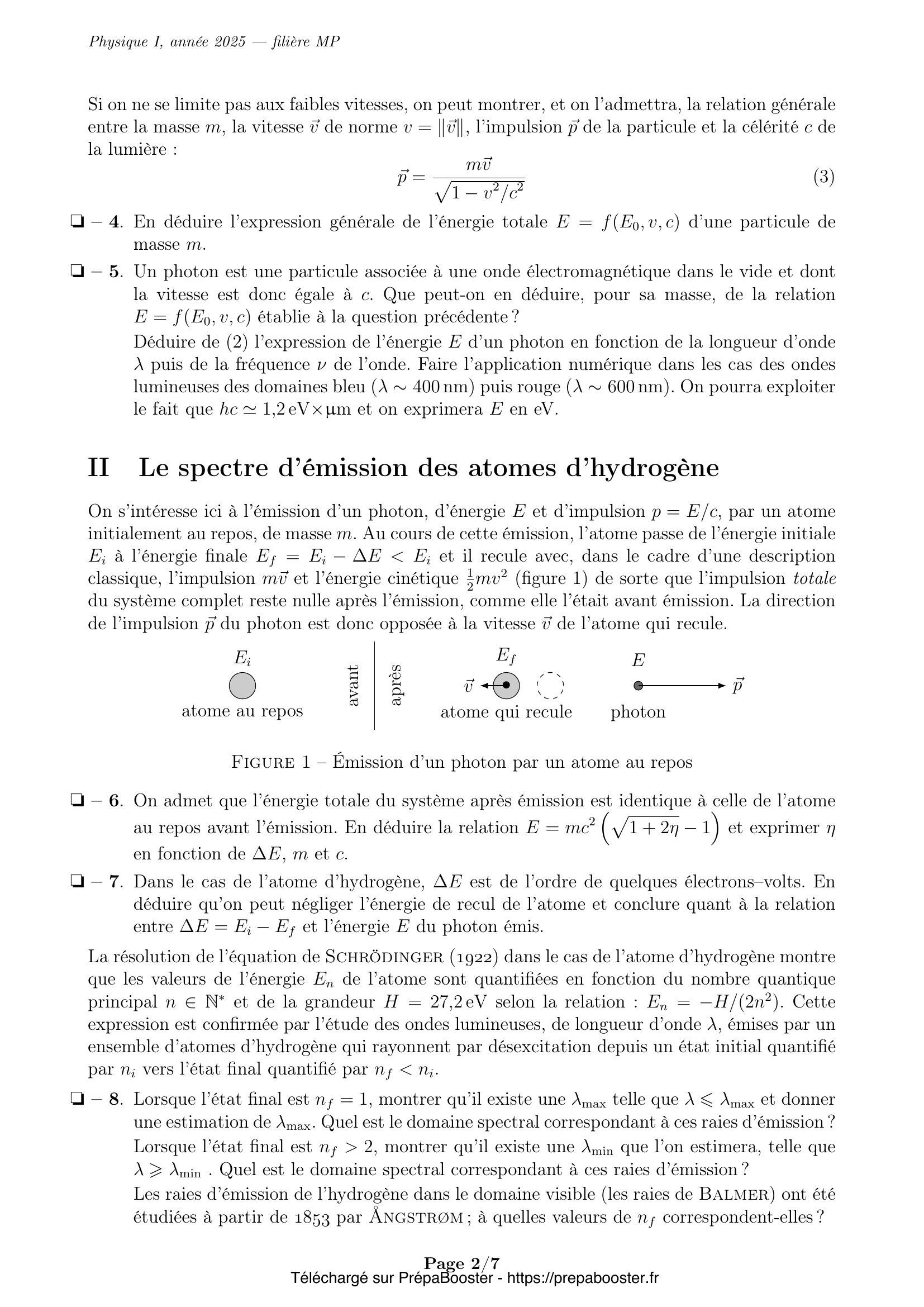 Énoncé Mines Ponts 2025 MP Physique 1 – page 3 Énoncé Mines Ponts 2025 MP Physique 1 – page 3