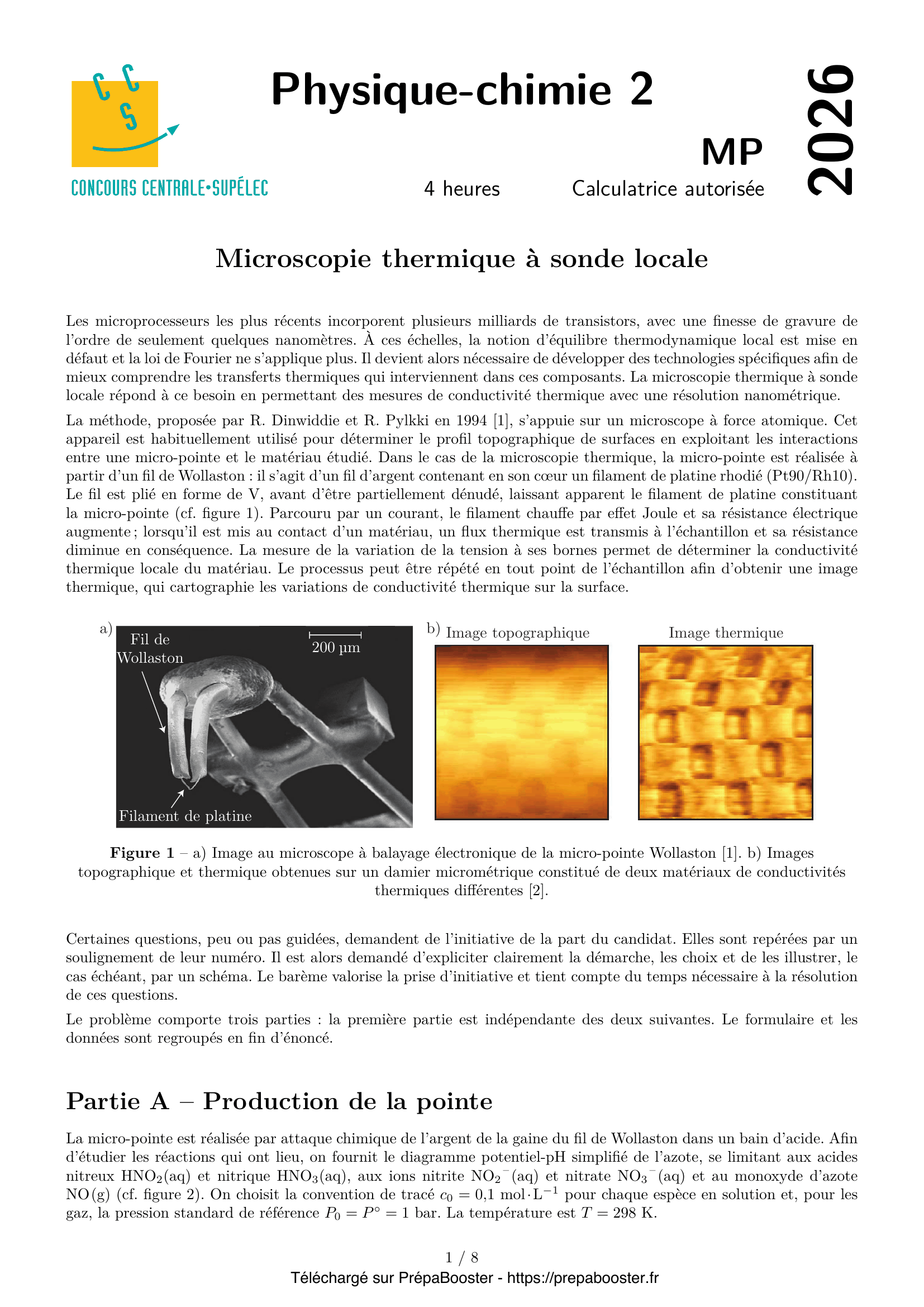 Énoncé Centrale 2026 MP Physique 2 – page 1 Énoncé Centrale 2026 MP Physique 2 – page 1