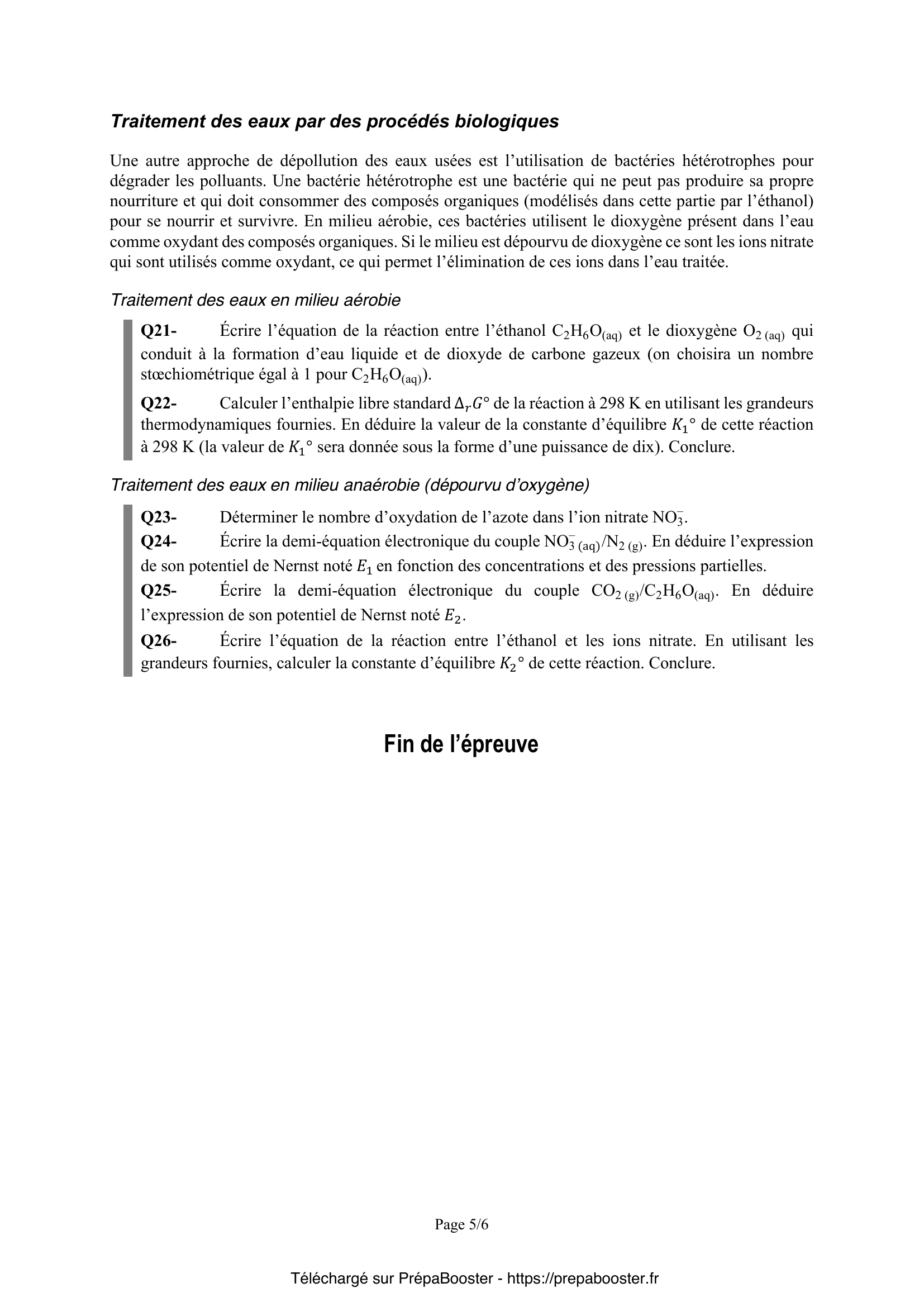 Énoncé Mines Ponts 2026 PSI chimie 1 – page 6 Énoncé Mines Ponts 2026 PSI chimie 1 – page 6